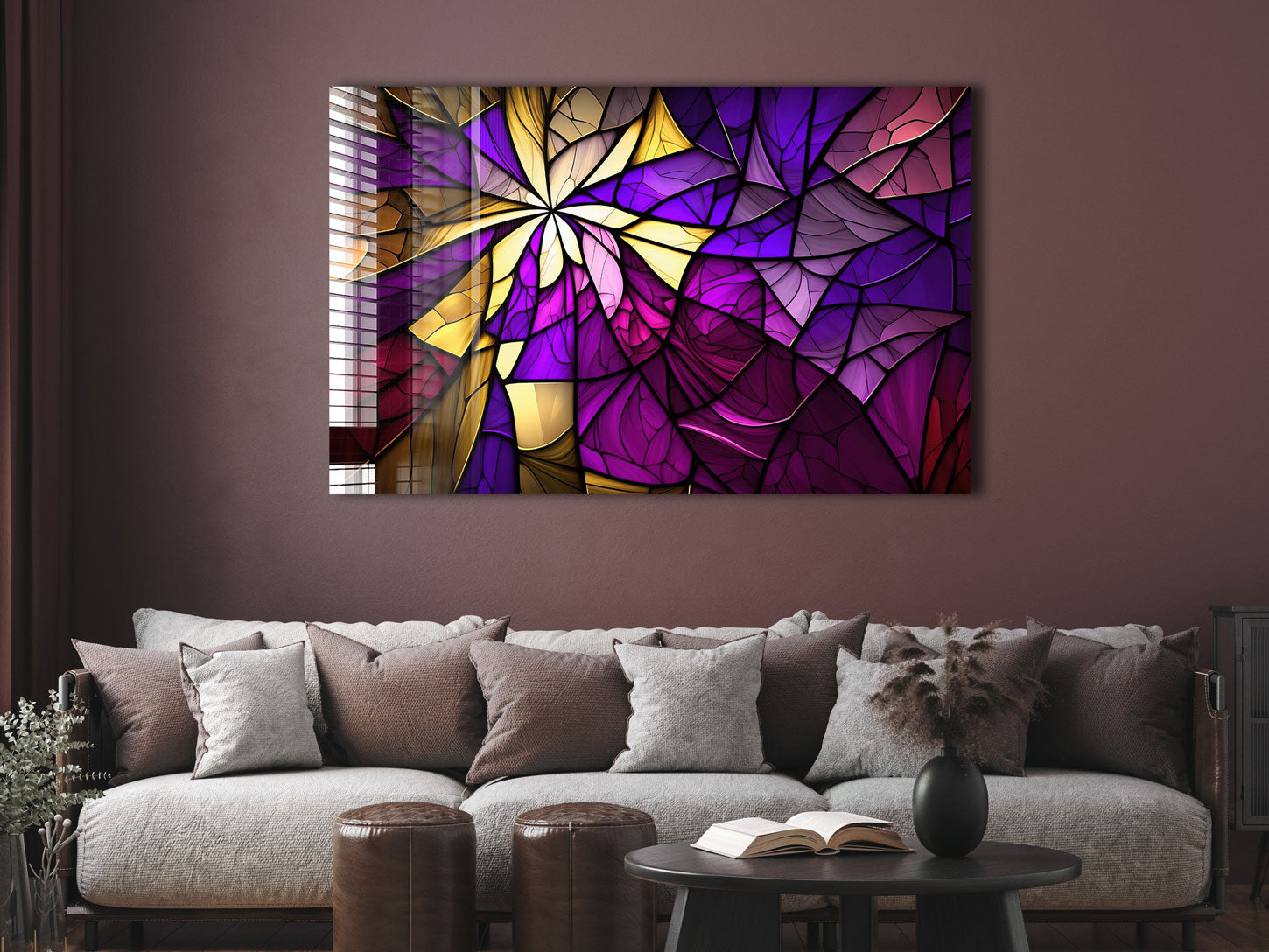 Vibrant Purple & Yellow Abstract Wall Art - Modern Canvas Painting for Home & Office Decor | Perfect for Living Room, Bedroom, or Workspace