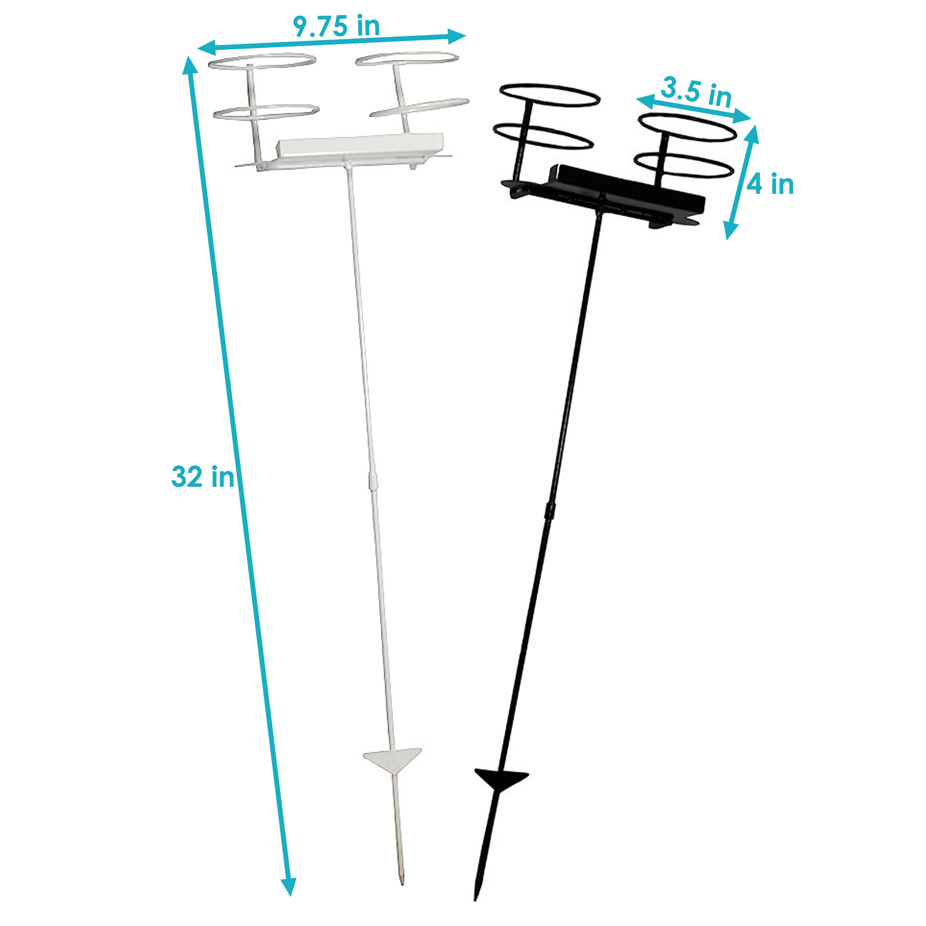 Best Dual Outdoor Beverage Drink Holder Stakes Set of 2 - Perfect for Poolside, Beach, Picnics & Backyard BBQs