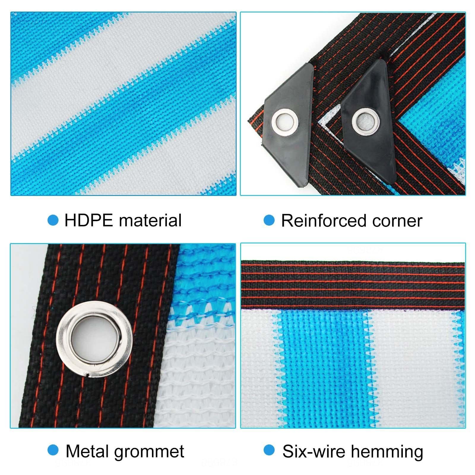 Premium Blue & White Striped Shade Netting - 90% UV Block Sunscreen Fabric, Breathable Privacy Screen Mesh for Garden Greenhouse Plants (5x10m/16.4x32.8ft) | Outdoor Sun Protection, Patio Cover & Plant Shade Solution