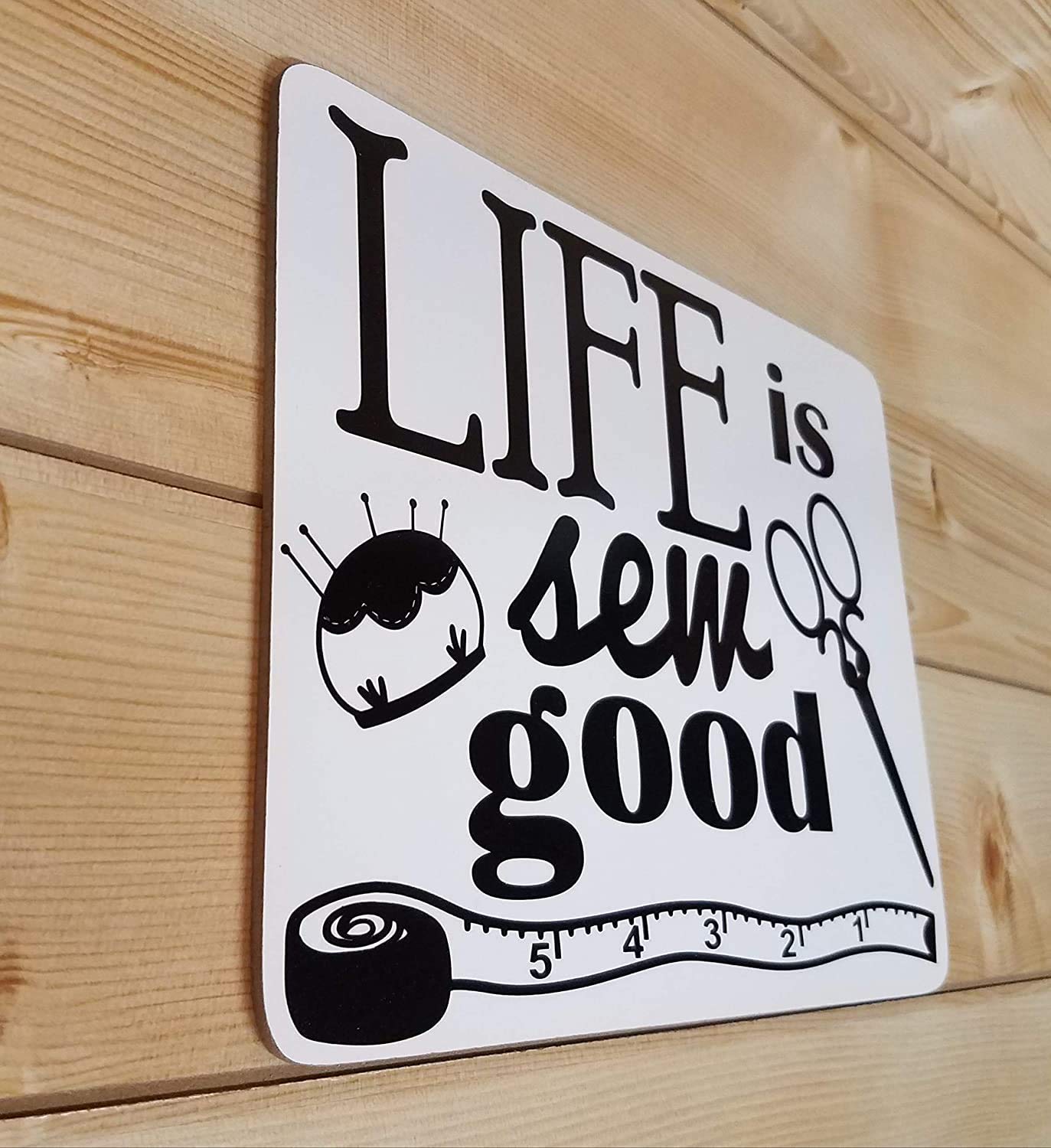 Life is Sew Good Wooden Quilt Sign - Handmade Quilt Decor for Sewing Room - Perfect Quilting Gift for Quilters & Sewing Enthusiasts - Ideal for Home, Studio & Craft Room Decor