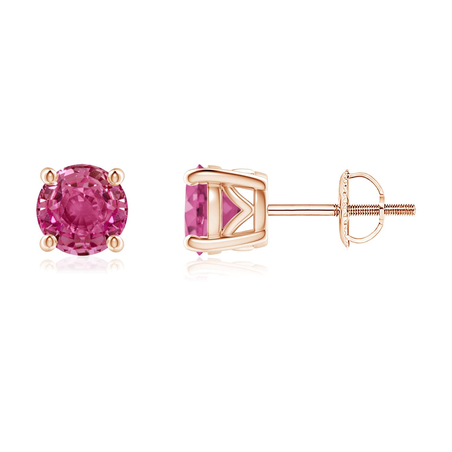 Natural Pink Sapphire Stud Earrings for Women - 14K Gold/Platinum Solitaire September Birthstone Jewelry - Perfect Gift for Birthday, Wedding, Anniversary - Elegant for Everyday Wear & Special Occasions