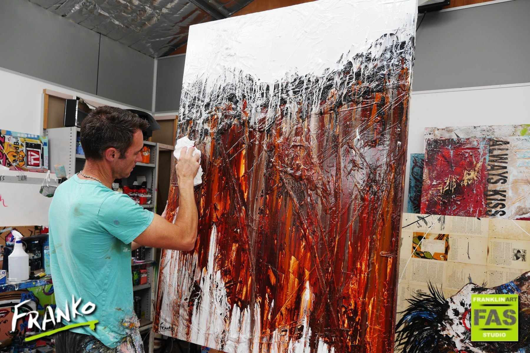 Rust & Lust 140cm x 100cm Brown White Abstract Canvas Art - Modern Wall Decor for Living Room, Bedroom & Office