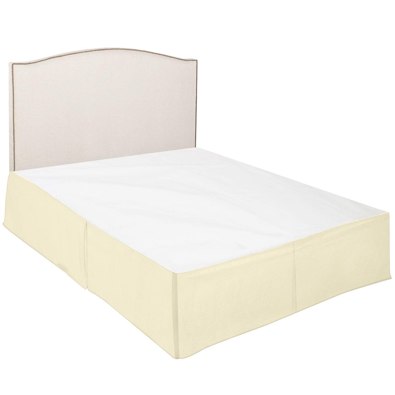 600 Thread Count Pure Cotton Pleated Bed Skirt - Twin XL Size Split Corner Box Pleat Design with 18 Inch Drop - Ivory - Perfect for Guest Rooms, Master Bedrooms & Luxury Hotel Decor