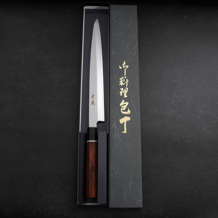 Premium Yanagiba Sushi Knife 270mm - VG-10 Damascus Steel Blade with Cherry Wood Handle & Sheath - Perfect for Sushi Chefs, Japanese Cuisine & Home Cooking