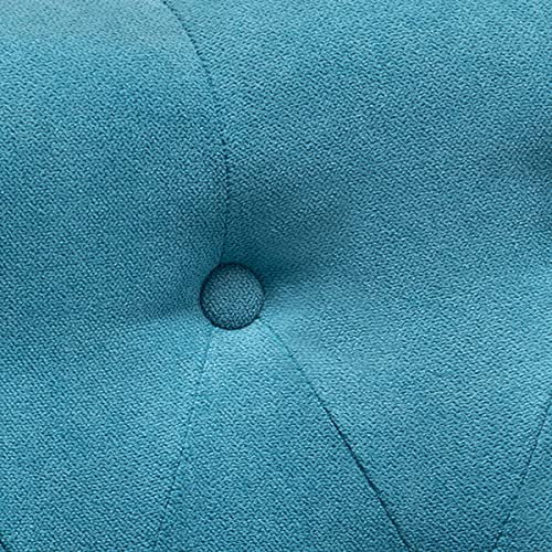 Modern Upholstered Tufted Linen Fabric Accent Armchair - Club Chair, Lounge Chair & Reading Chair with Rivet Roll Arms & High Back Support - Perfect for Living Room, Bedroom, Home Office & Reading Nook (Blue + Linen Fabric)