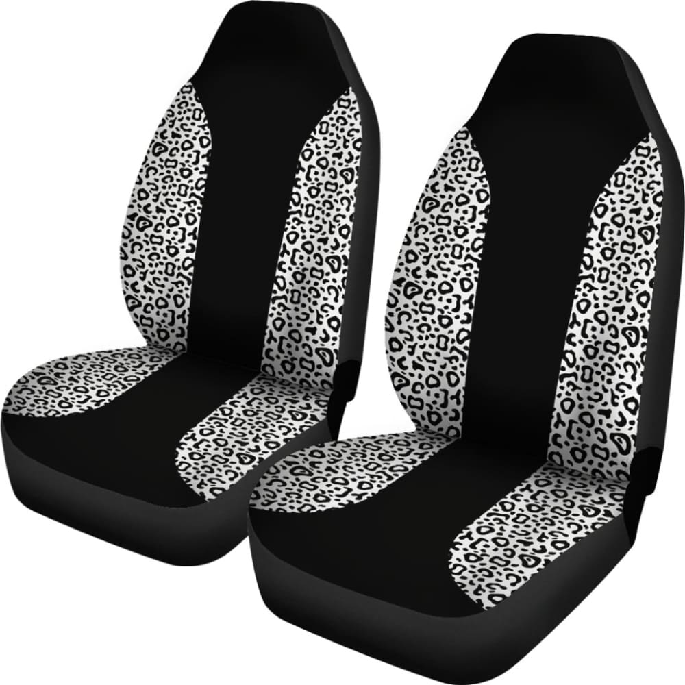 Black and White Leopard Print Car Seat Covers - Universal Fit for Cars, Trucks & SUVs - Stylish Animal Print Protection for Seats - Perfect for Daily Commute, Road Trips and Vehicle Customization