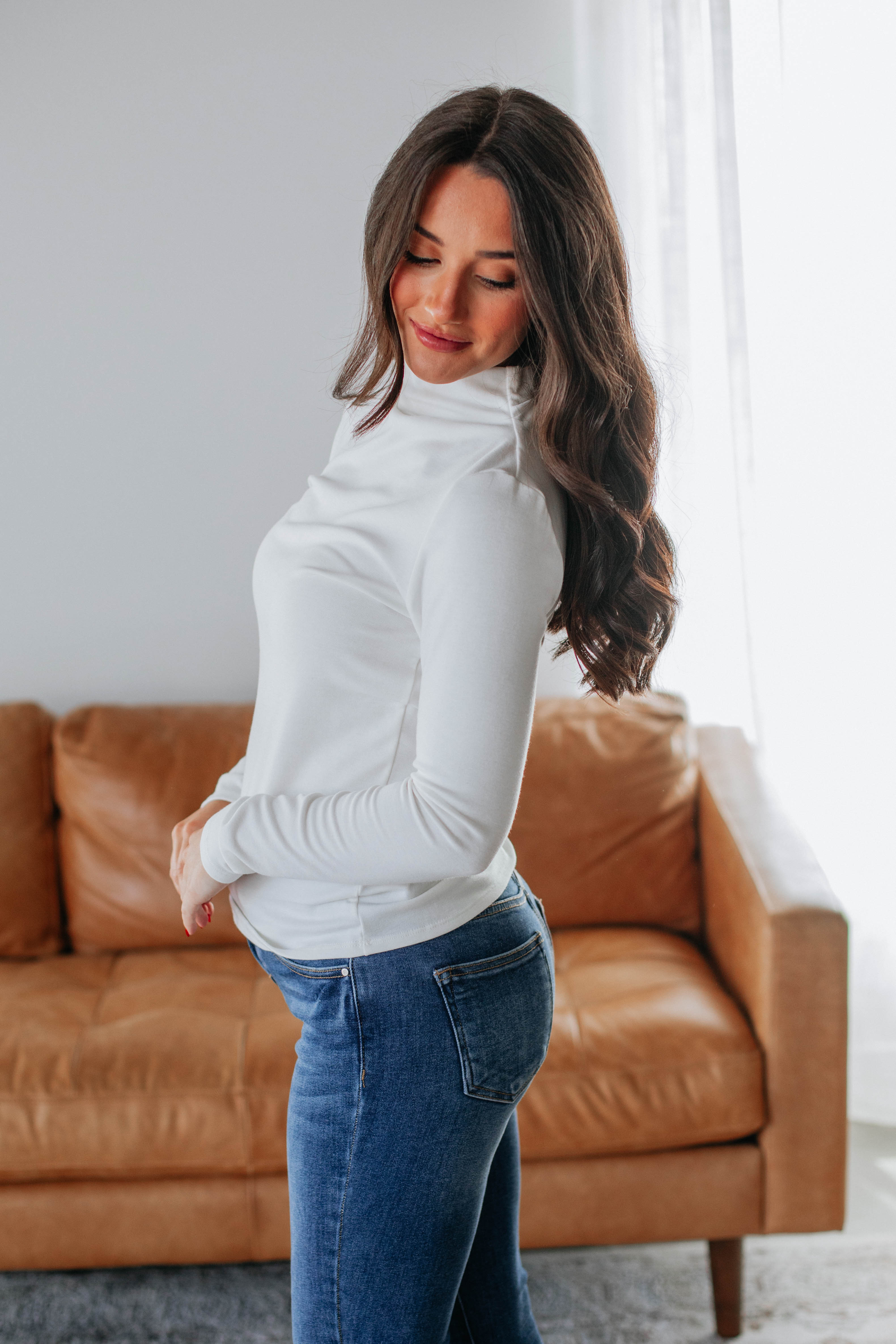Cene Mock Neck Top Ivory - Women's Elegant Turtleneck Blouse for Work & Casual Wear | Perfect for Office, Date Night & Everyday Outfits