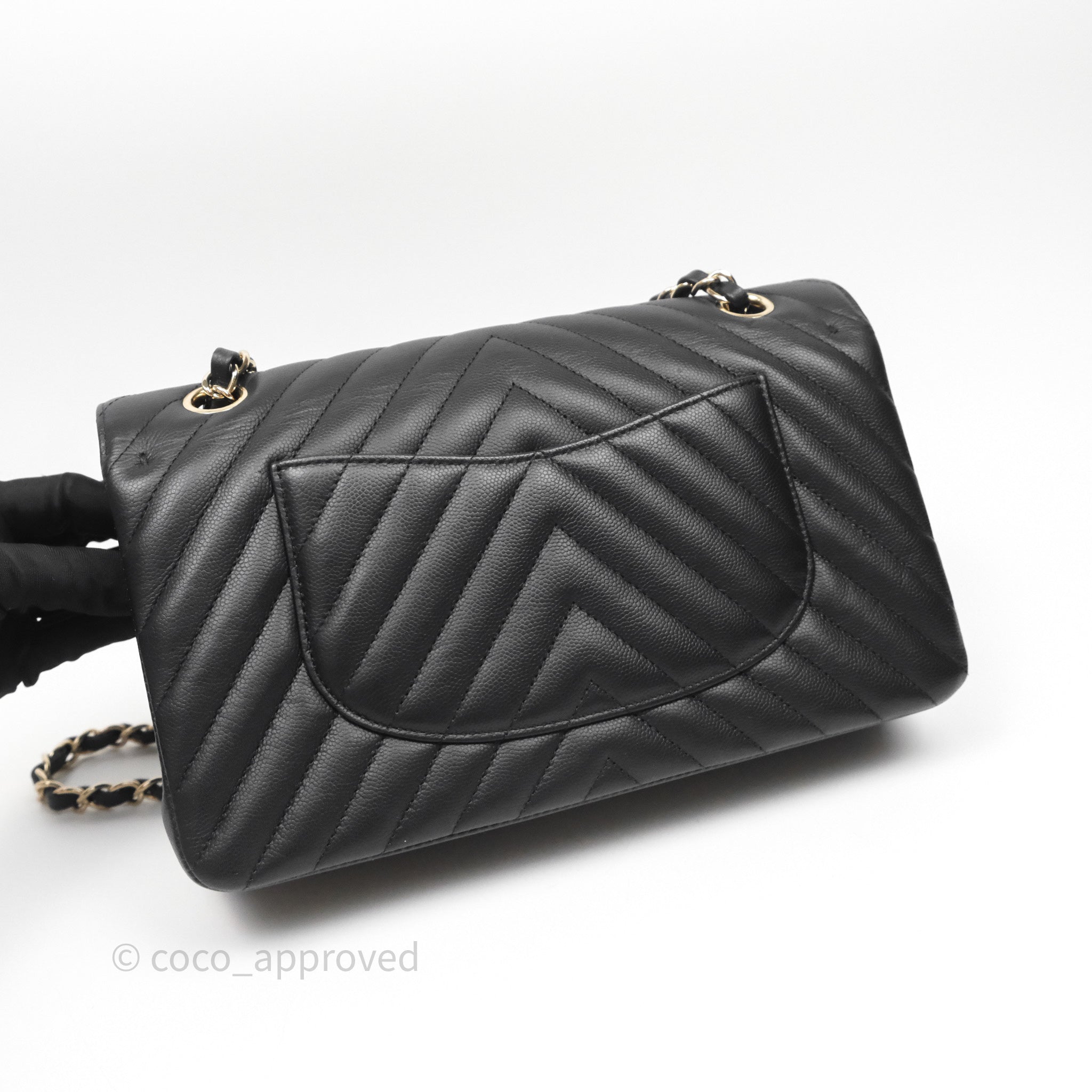 Chanel Classic Medium Flap Bag Chevron Black Caviar Leather with Gold Hardware - Luxury Designer Handbag for Women, Perfect for Work, Evening Events & Special Occasions