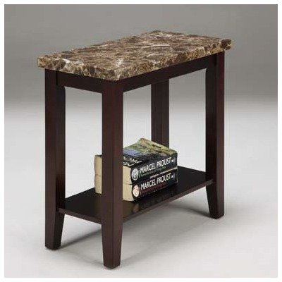 Modern Side Table with Marble Veneer Top & Espresso Finish - Perfect for Living Room, Bedroom, or Office Decor