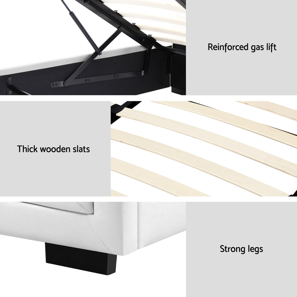 Bronte Storage King Single Bed Frame - White | Space-Saving Bed with Underbed Storage | Perfect for Small Bedrooms, Kids Rooms & Dormitories