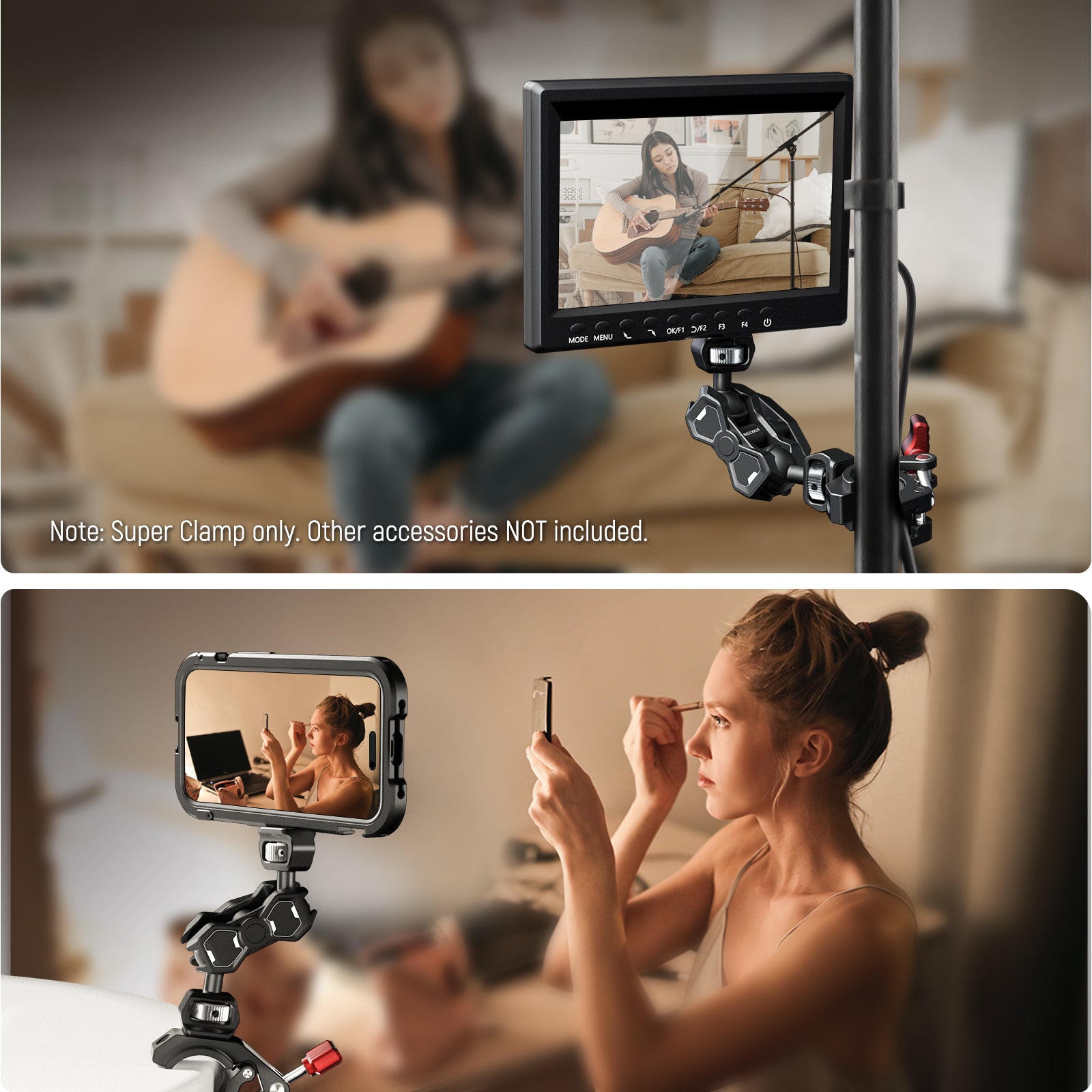 NEEWER ST81 Super Clamp with Cold Shoe Mount - Heavy Duty Camera, Light, and Microphone Holder for Photography, Videography, and Studio Equipment - Perfect for DSLR, LED Panels, and Audio Gear