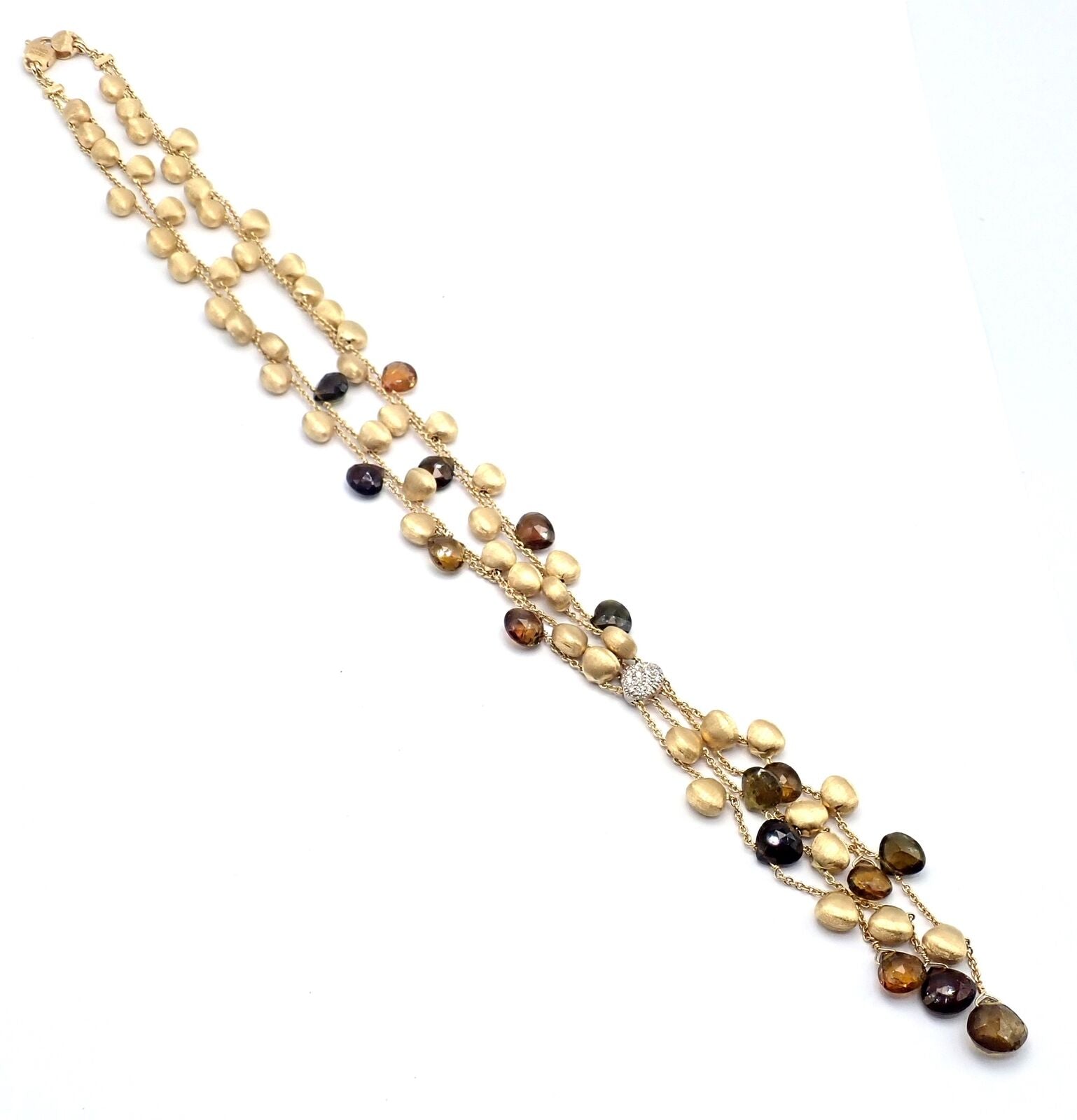 Authentic Marco Bicego 18k Yellow Gold Confetti Diamond Topaz Tassel Necklace - Elegant Statement Jewelry for Weddings, Parties & Special Occasions