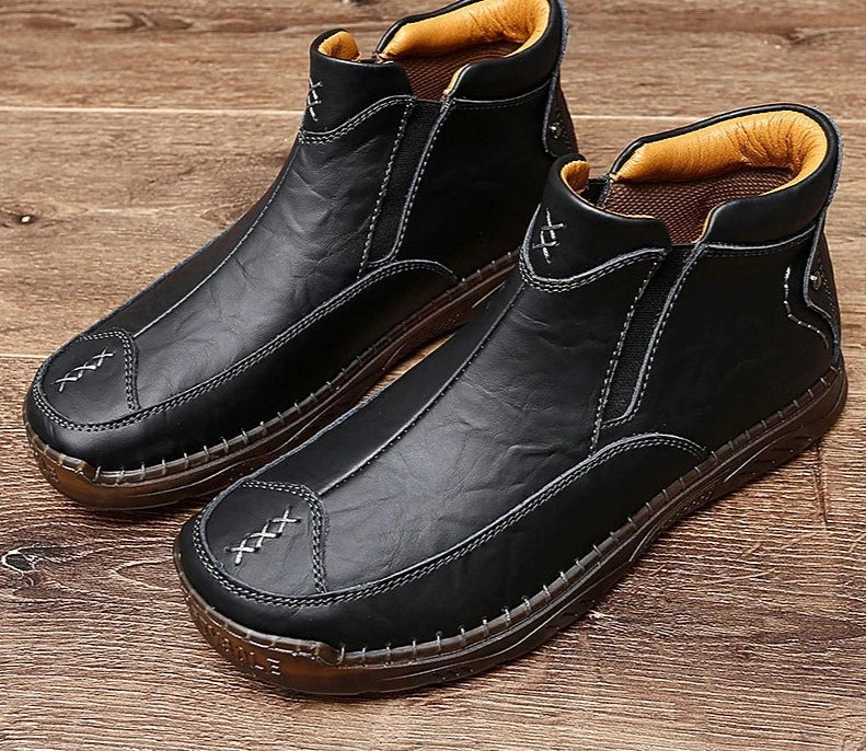 **Men's Leather Ankle Boots - British Style Casual Boots for Big Size 47 - Comfortable & Fashionable Shoes for Everyday Wear & Outdoor Activities**