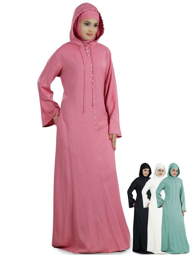Lana Pink Moroccan Abaya - Elegant Long Dress for Women | Modest Islamic Clothing | Perfect for Prayer, Eid, and Special Occasions