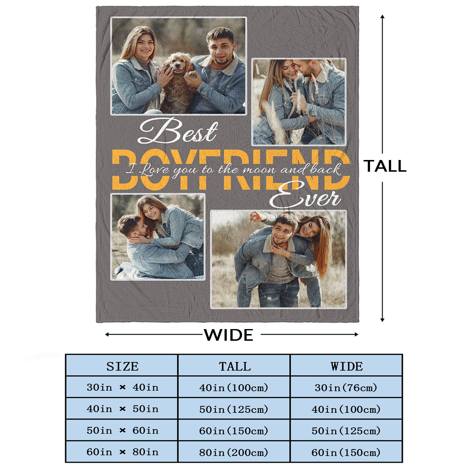 Personalized Couple Blankets for Him - Custom Anniversary, Wedding & Valentine's Day Gifts for Boyfriend | Thoughtful Birthday & Long Distance Relationship Presents | Perfect for Romantic Nights & Cozy Movie Dates
