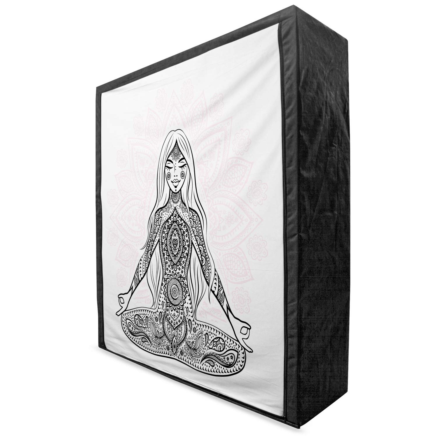 Ambesonne Colorful Portable Fabric Wardrobe - Eastern Lotus Flower Design for Mind Calming, 59