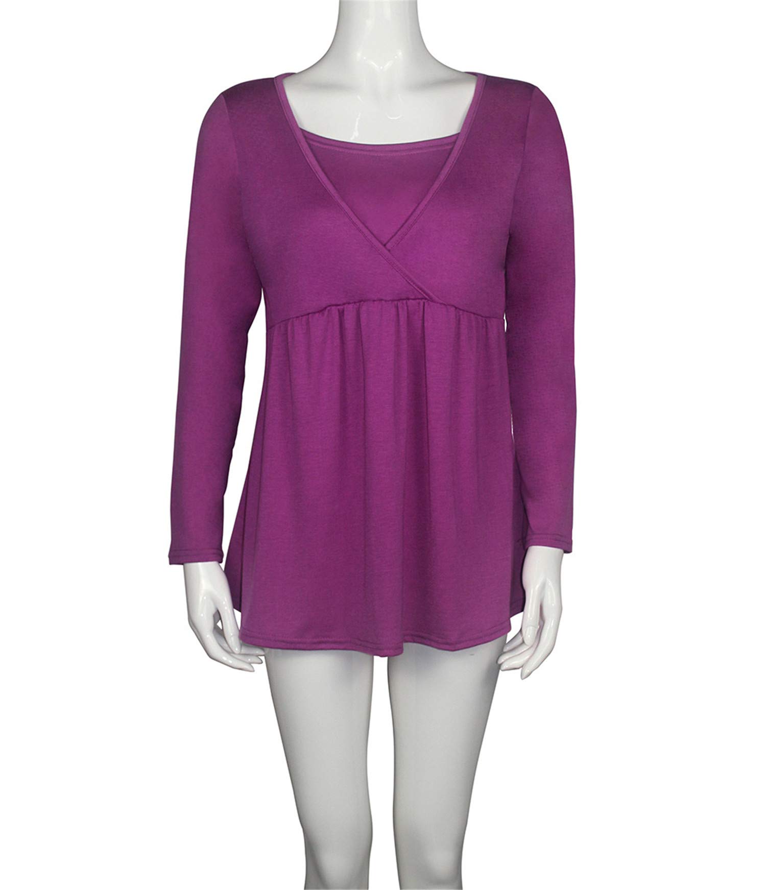 Andongnywell Women's Maternity Nursing Tops - Soft Long Sleeve Breastfeeding Shirts for Pregnant & Nursing Moms | Comfortable Cotton Blend for Everyday Wear | Perfect for Work, Shopping & Family Outings | Ideal for Nursing, Office & Casual Occasions