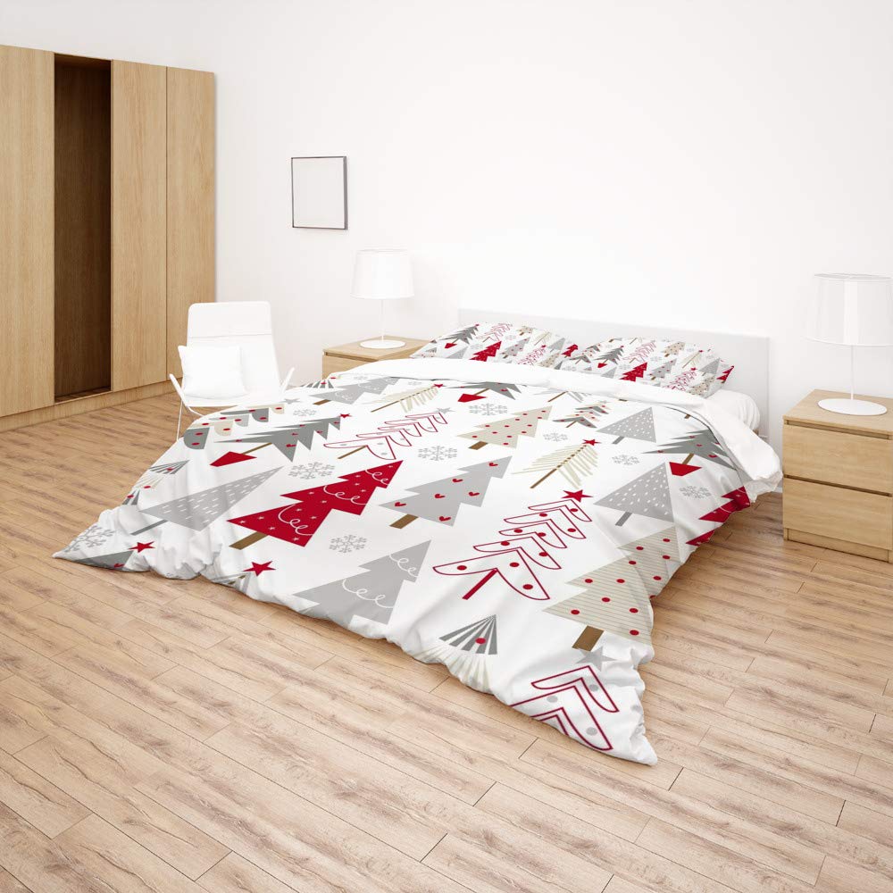 Christmas Snowflakes Seamless Duvet Cover Set - 3 Piece Microfiber Polyester Bedding with Pillowcases - King Size Quilt Set for Holiday Home Decor & Cozy Winter Bedroom