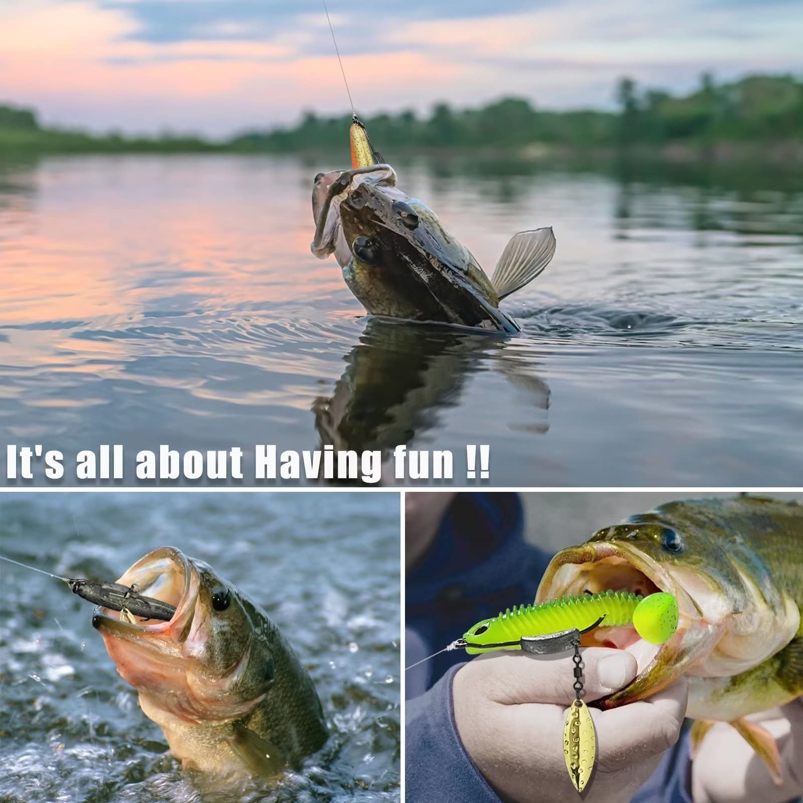 6pcs Weighted Swimbait Hooks with Twistlock - Gold/Silver Spinner Blades for Soft Fishing Lures - Perfect for Bass, Walleye & Pike Fishing in Lakes & Rivers