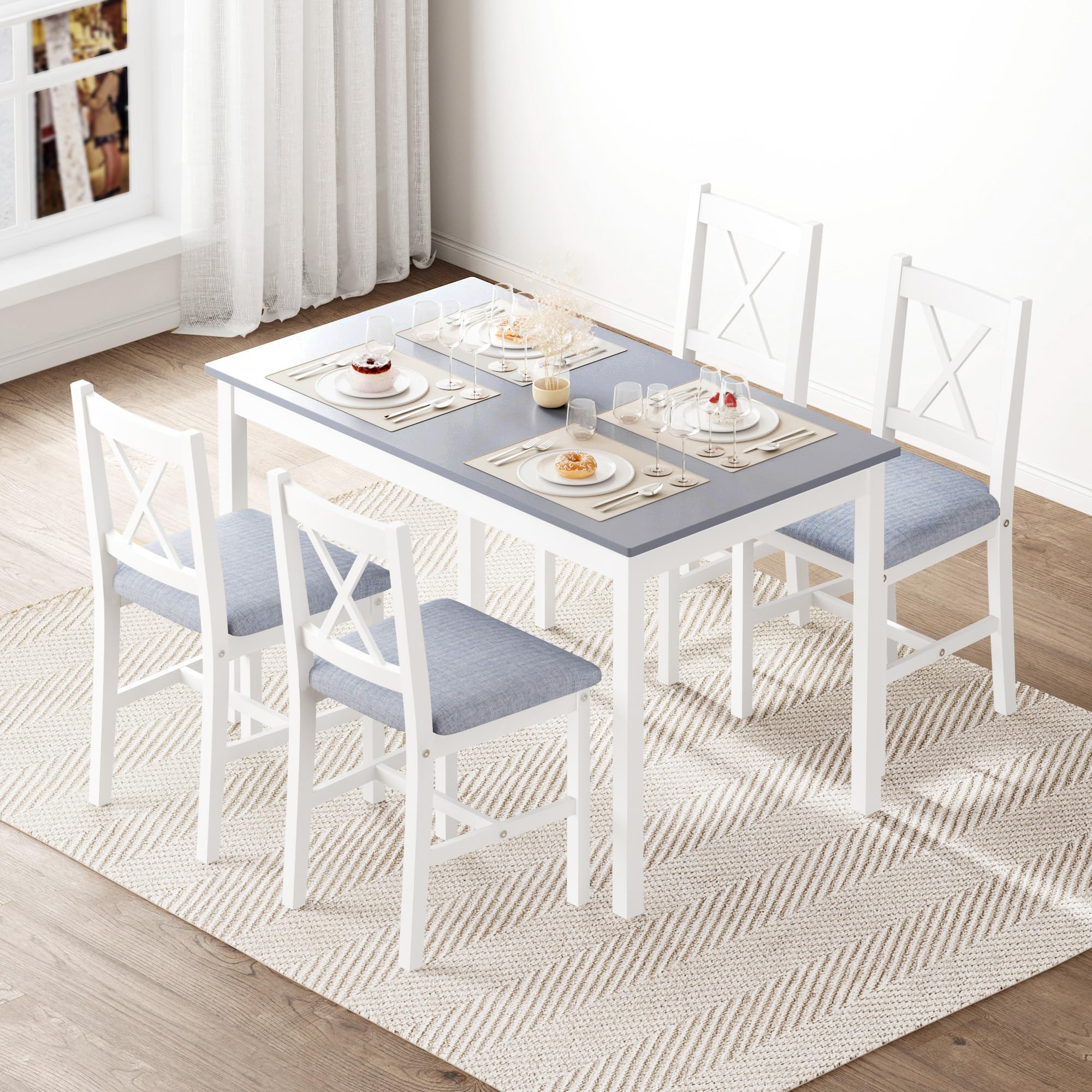 Modern 5-Piece Dining Table Set for 4 - 42.5