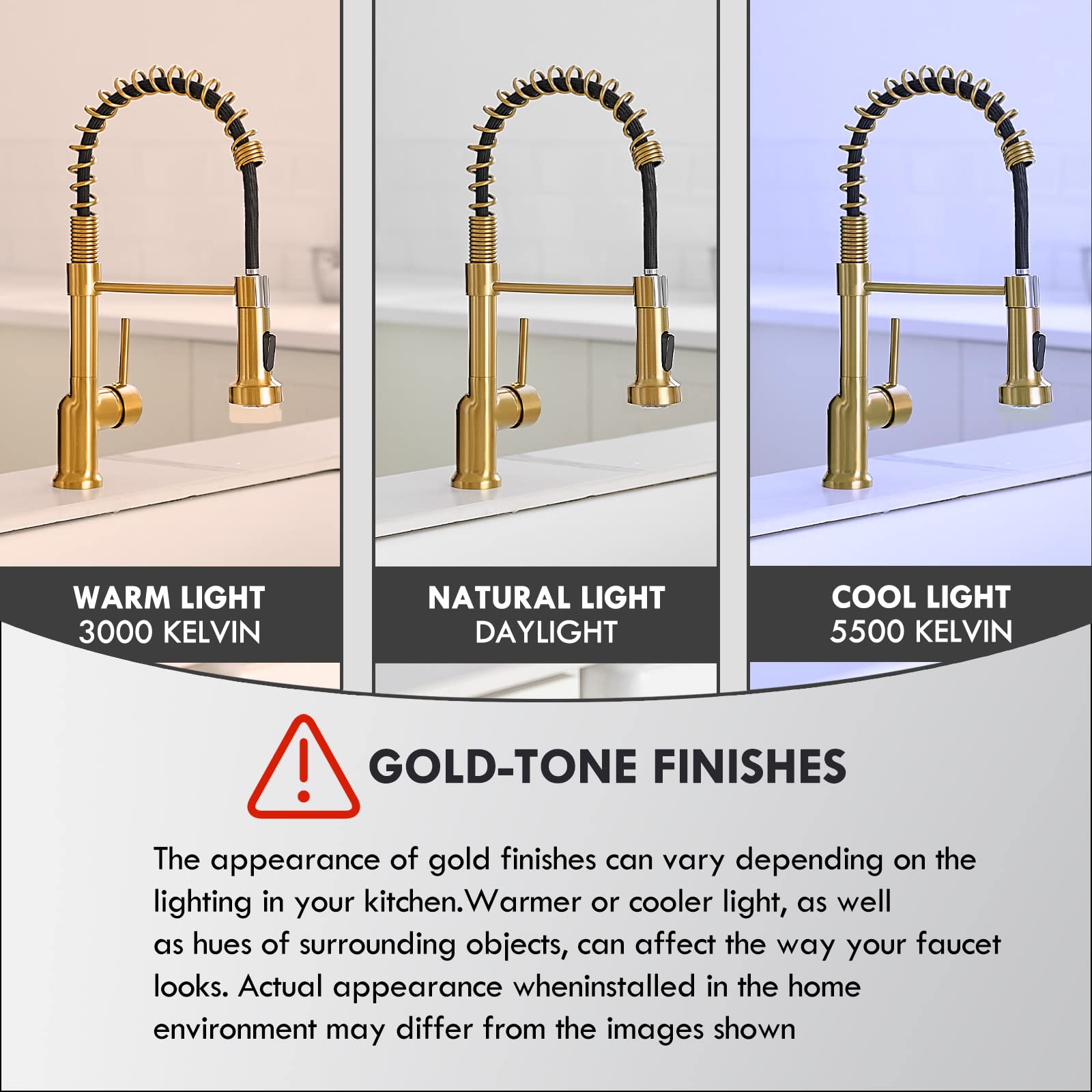 GIMILI Brushed Gold Kitchen Faucet with Pull Down Sprayer, Single Handle Brass Spring Design, RV Farmhouse Utility Bar Laundry Faucet for Kitchen Sink, Perfect for Modern and Rustic Home Decor