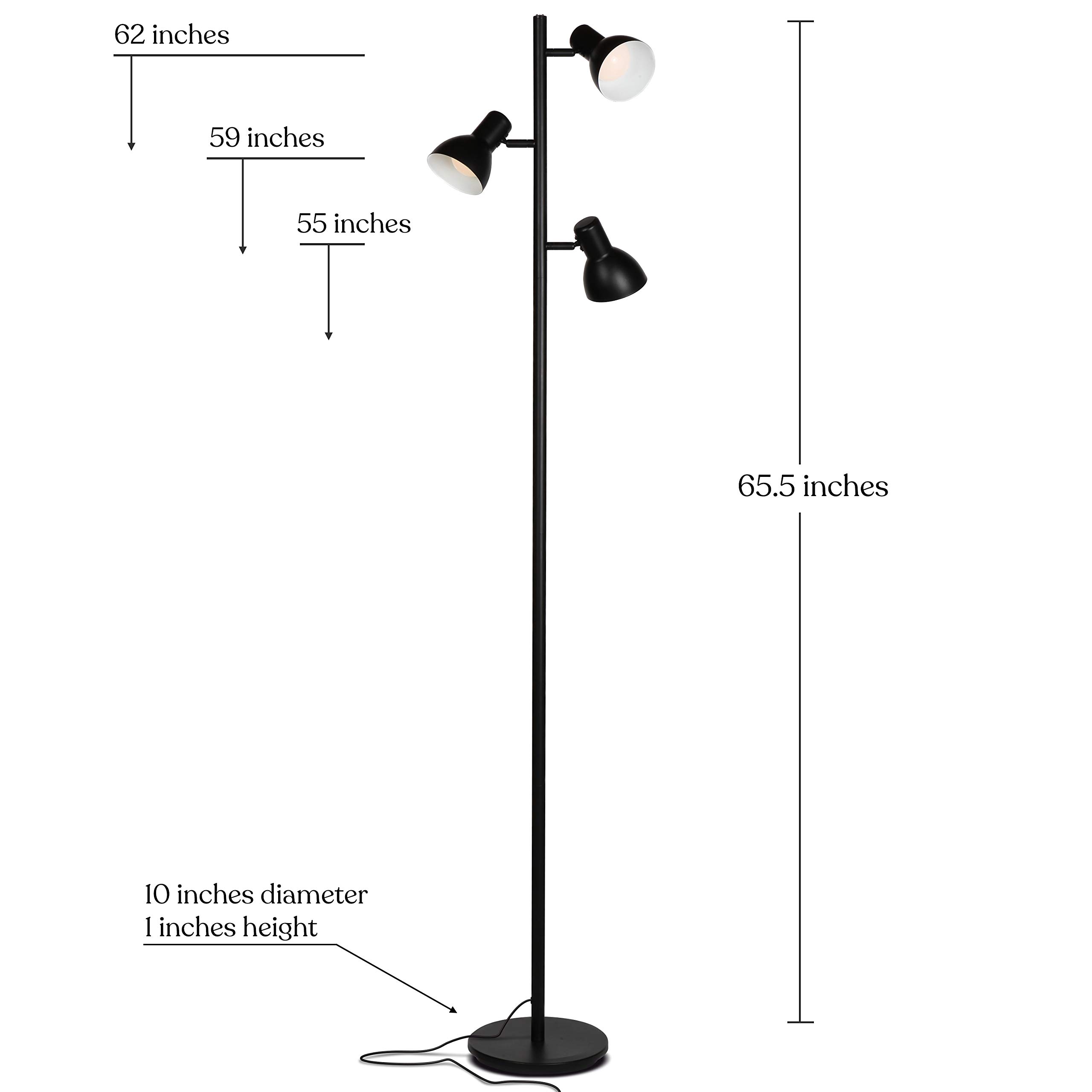 Brightech Ethan Dimmable LED Floor Lamp - Modern Standing Lamp for Bedroom Reading & Living Room Décor, Tall Tree Office Lamp in Black | Perfect for Cozy Nights & Workspace Lighting