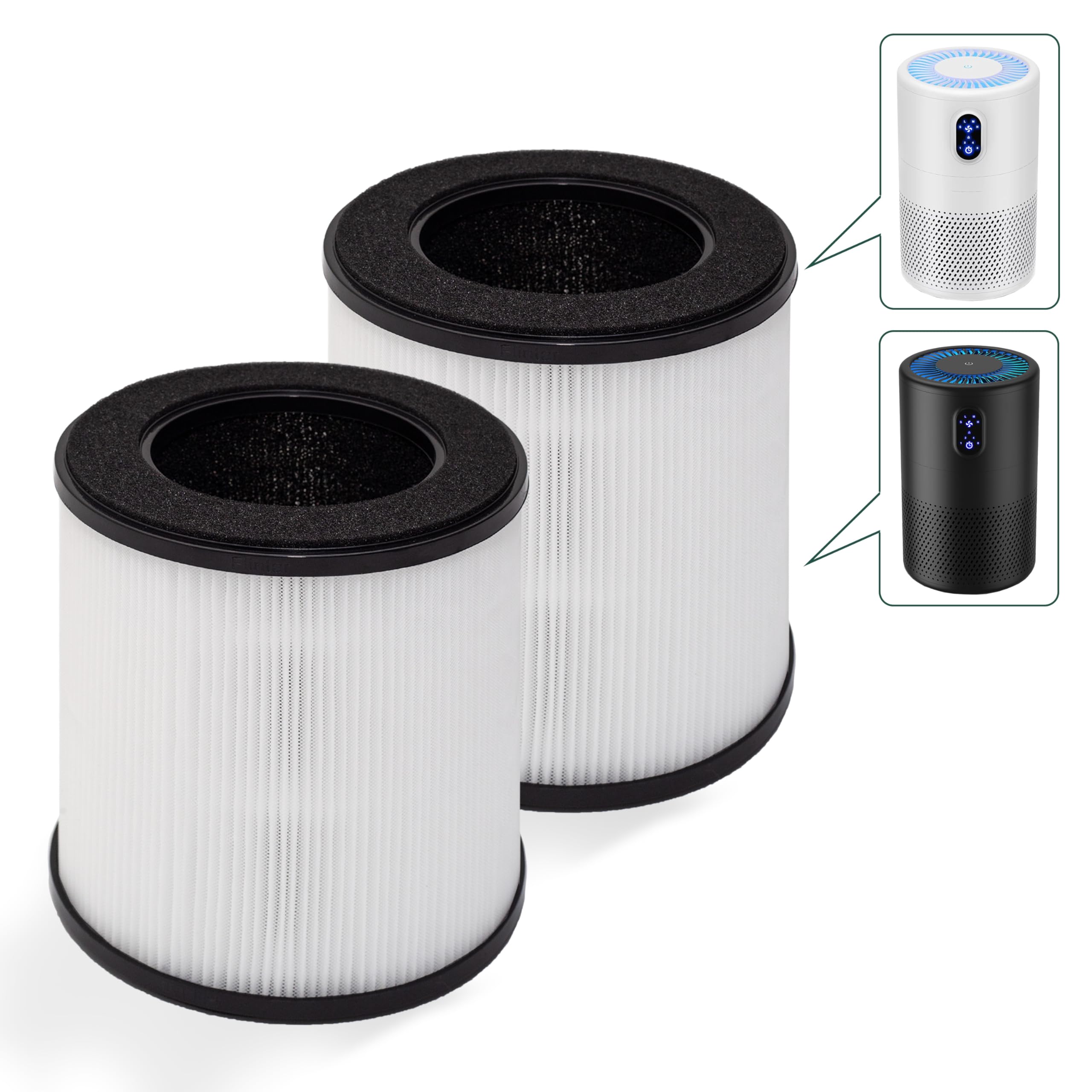 B-D02L H13 True HEPA Filter Replacement - 2 Pack, Compatible with MOOKA B-D02L, KOIOS B-D02L & VEWIOR B-D02U Air Purifiers | 3-in-1 HEPA Air Filter Set for Dust, Pollen, Pet Dander | Perfect for Home, Office & Allergy Relief