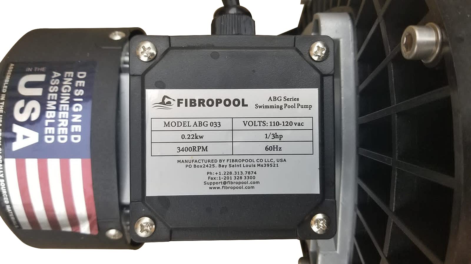FibroPool 0.33HP Above Ground Pool Pump - 1/3 HP High Efficiency Single Speed Motor with Clear Top Lid - Includes Hose Adapters - Made in USA - Perfect for Small to Medium Above Ground Pools, Water Circulation and Filtration Systems