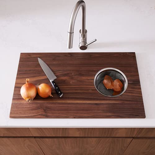 Premium Over-the-Sink Bamboo Cutting Board with Drain Basket - Extra Large Custom Wooden Chopping Block for Kitchen Counter - Perfect for Meal Prep, Vegetable Slicing & Space-Saving Storage