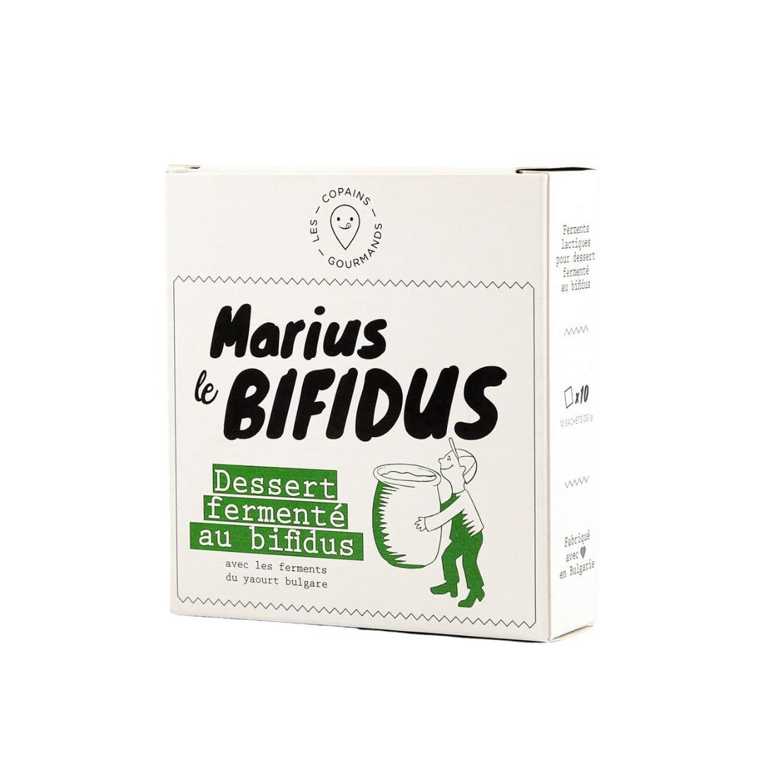 MARIUS LE BIFIDUS - Bifidus Probiotic Yogurt Starter Culture (10 Packets = 80 Yogurt Cups), Additive-Free, Organic, Natural - Perfect for Homemade Yogurt, Gut Health & Digestive Wellness