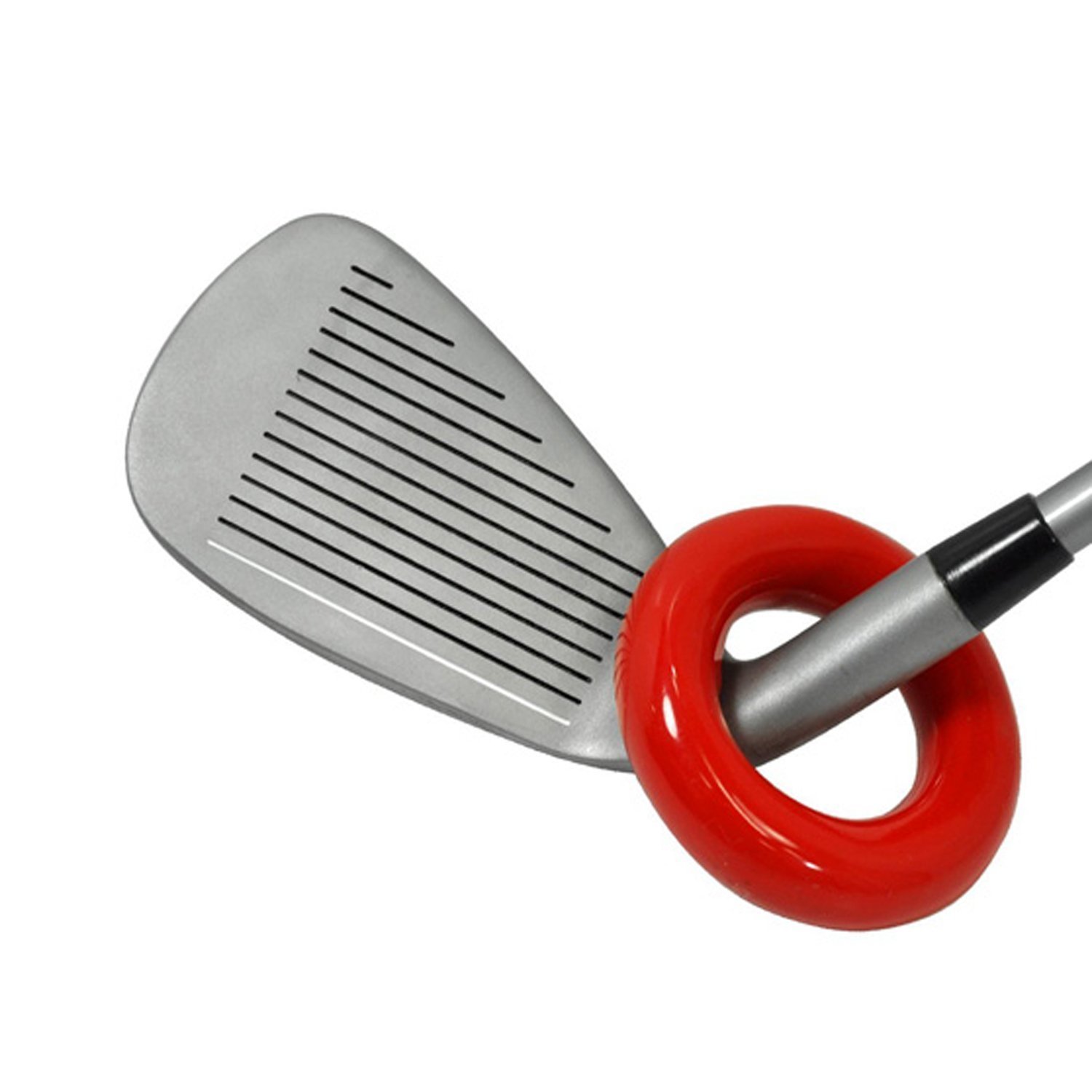 Golf Club Swing Weight Donut Training Aid - Red & Black Practice Swing Ring for Golfers | Improve Swing Tempo & Strength | Driving Range & Home Practice