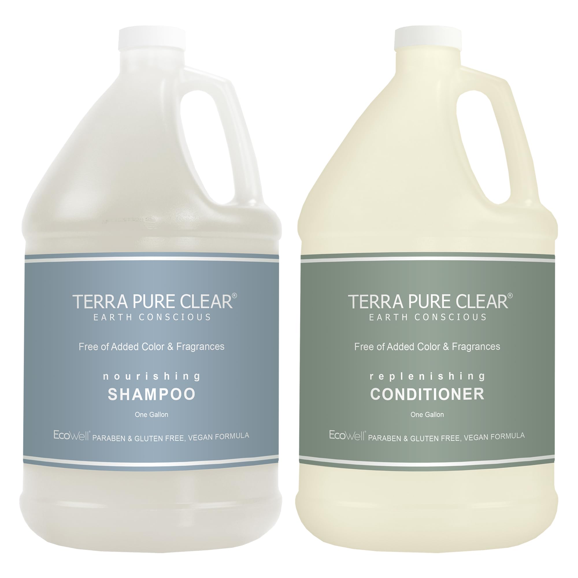 Terra Pure Clear Color & Fragrance Free Shampoo & Conditioner Set - 4 Gallons (1 Gallon x 4) | pH Balanced for All Hair Types | Salon Quality for Home & Professional Use | Perfect for Families, Salons & Spas