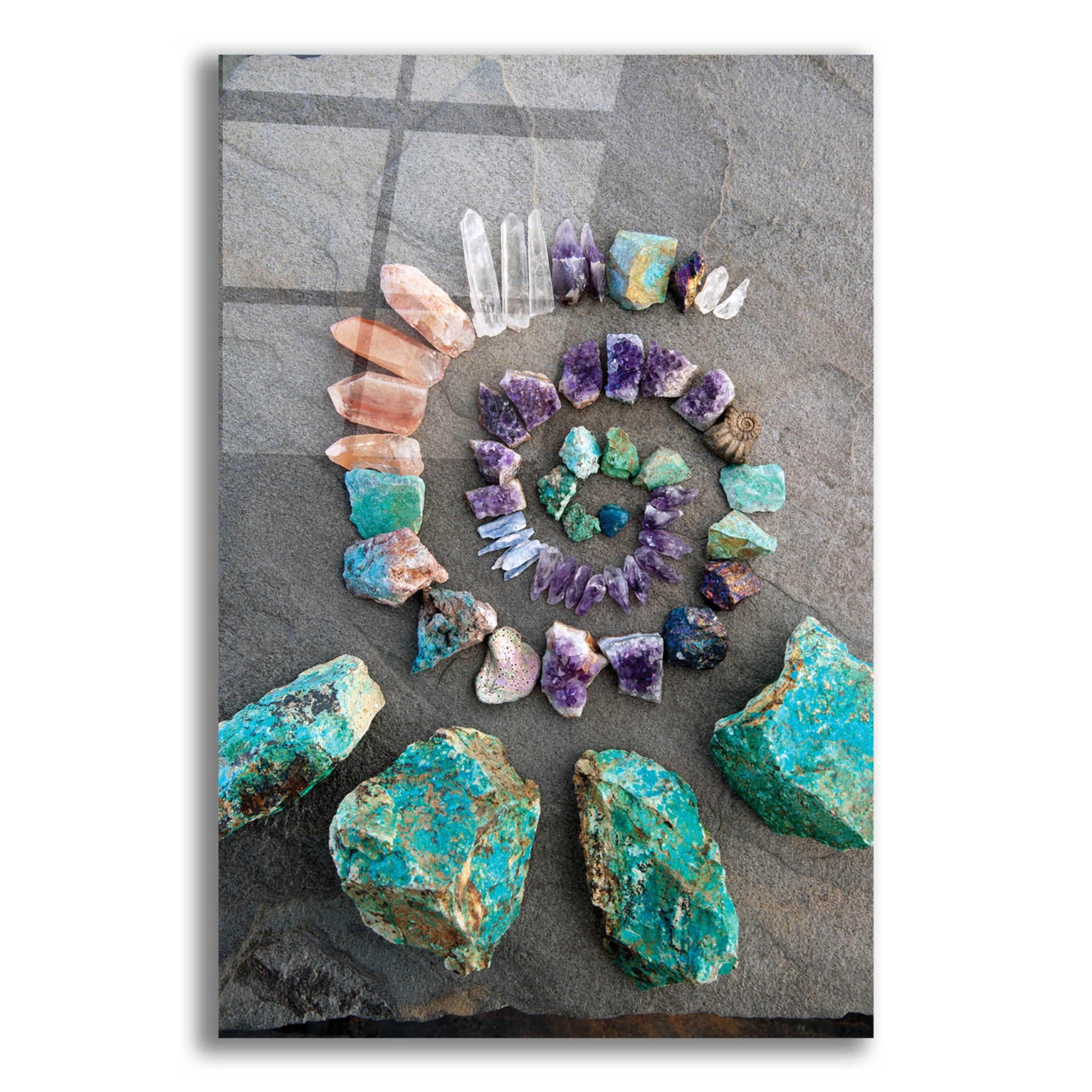 Epic Art 'Reiki Energy Crystal Spiral' by Elena Ray - 16x24 Inch Acrylic Glass Wall Decor | Spiritual Healing Home & Office Decoration | Meditation Room & Yoga Studio Artwork