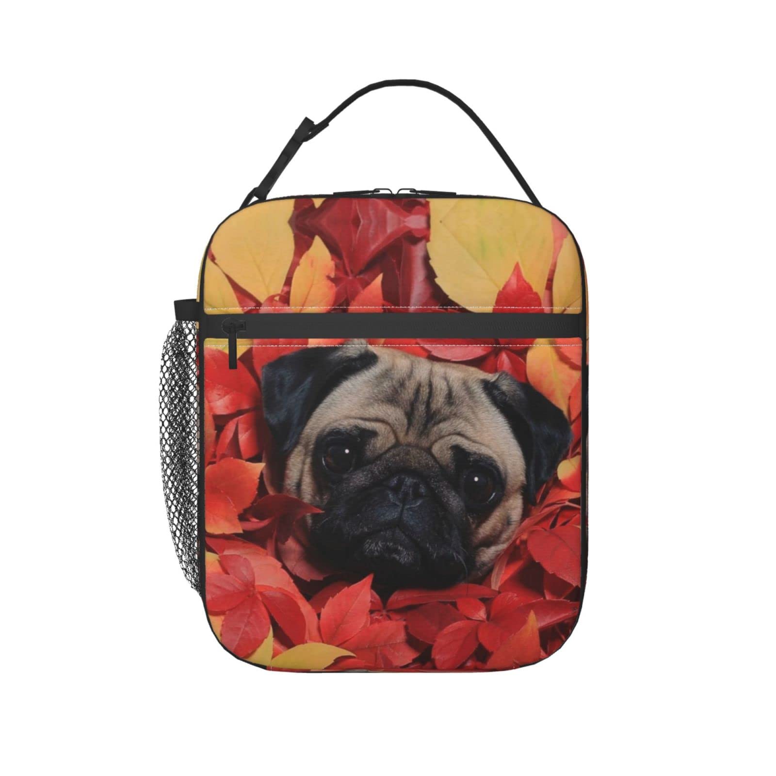 Insulated Reusable Lunch Box Cooler Bag for Kids & Adults - Cute Pug Dog Design | Perfect for School, Work, Picnics & Outdoor Activities