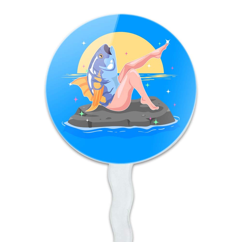 Reverse Mermaid with Tuna Head Cupcake Toppers - Set of 6 Whimsical Dessert Decorations for Birthday Parties, Baby Showers & Themed Events