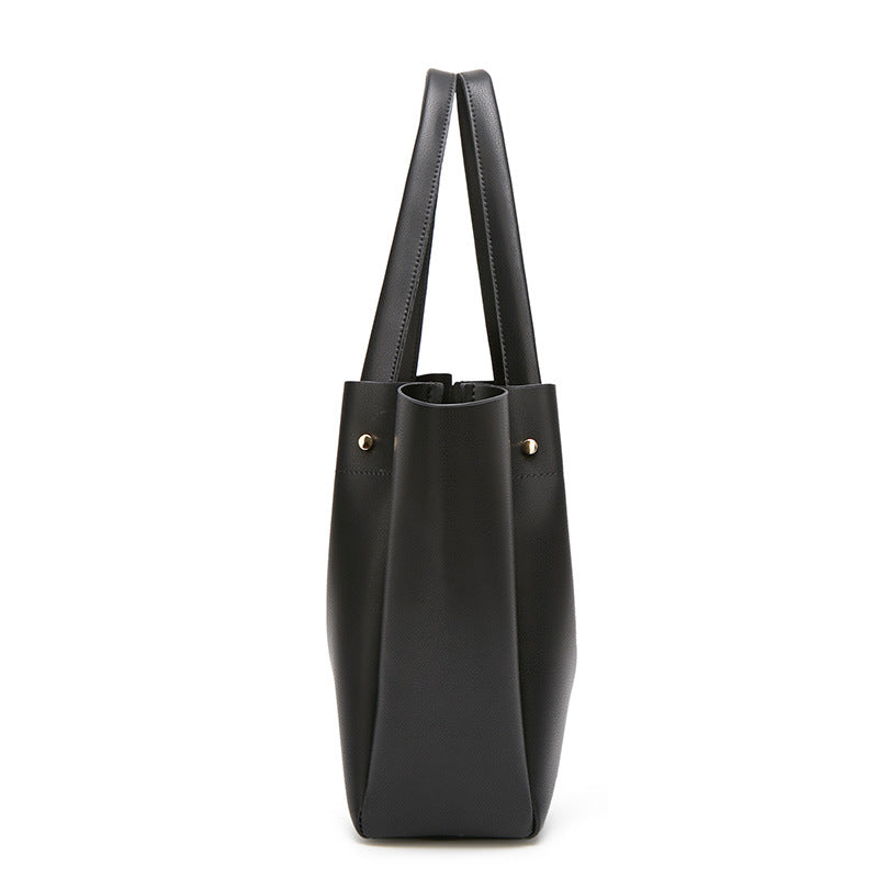 Vegan Leather Shoulder Tote Bag for Women - Large Capacity Work Tote - Perfect for Office, Travel & Shopping (Black)