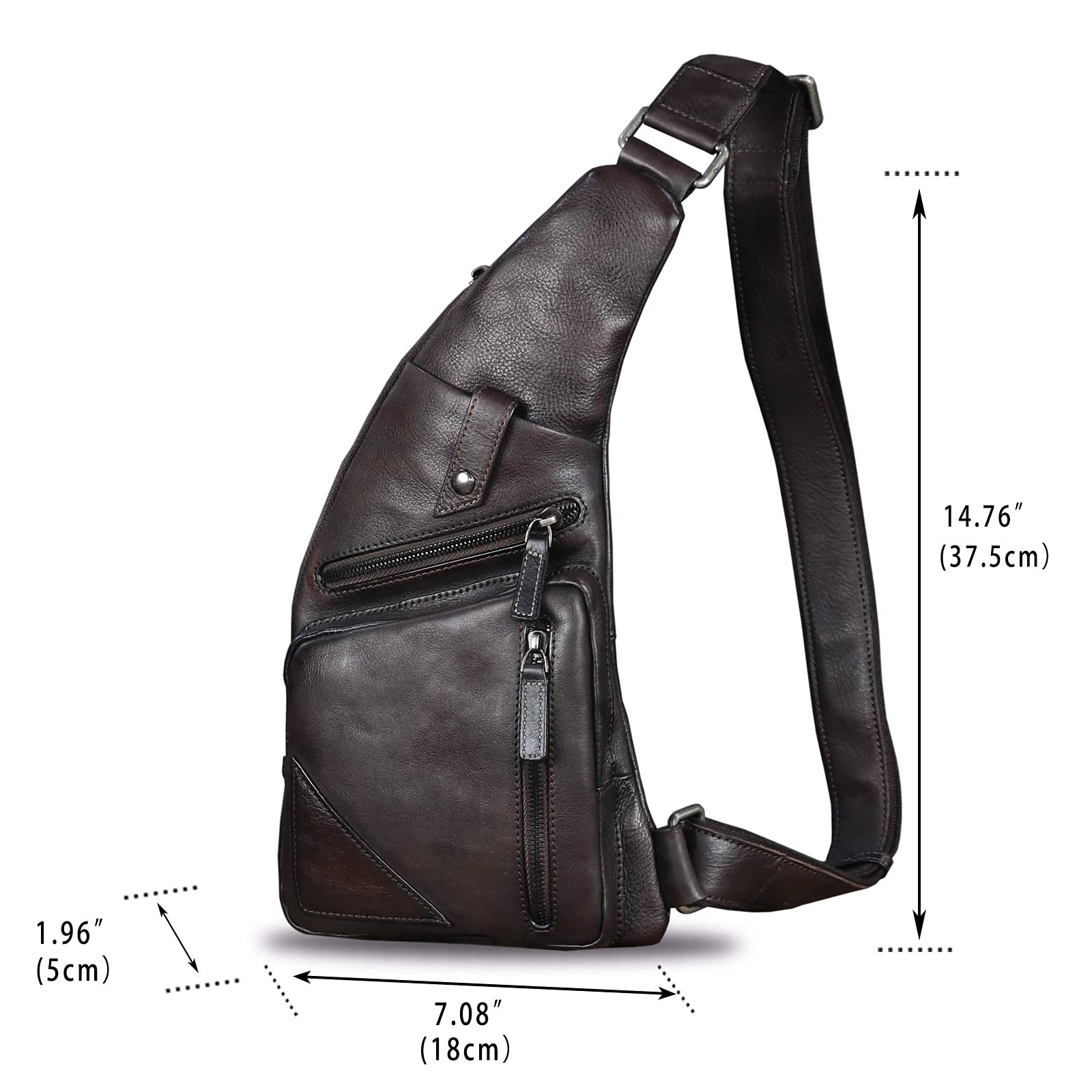 **Genuine Leather Sling Bag for Men - Vintage Handmade Crossbody Daypack, Hiking Backpack, Retro Shoulder Bag (Brown) - Perfect for Travel, Hiking & Daily Commute**