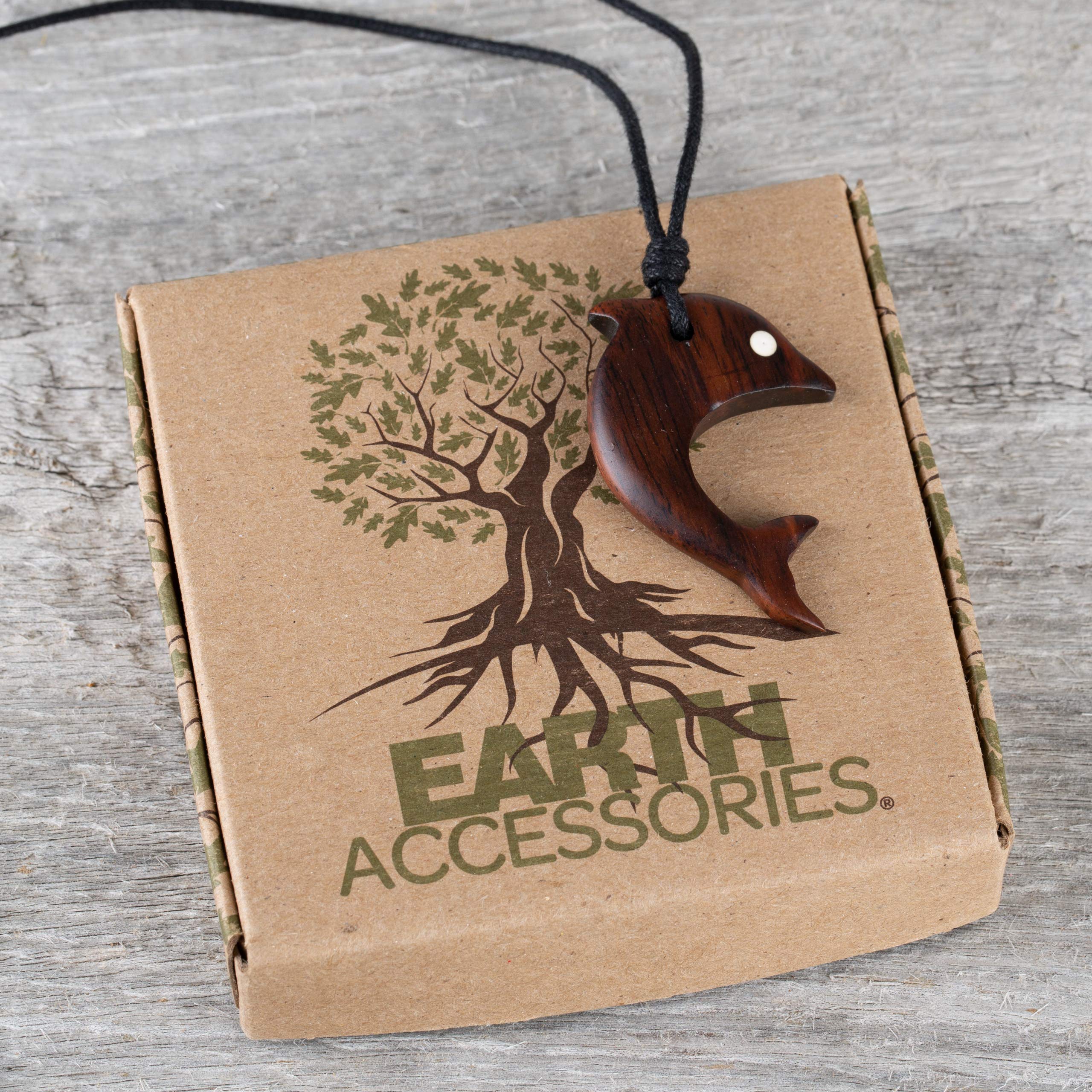 Adjustable Wood Dolphin Necklace for Women - Handmade Eco-Friendly Dolphin Charm Pendant Jewelry - Perfect for Beach Parties, Summer Outfits & Boho Fashion