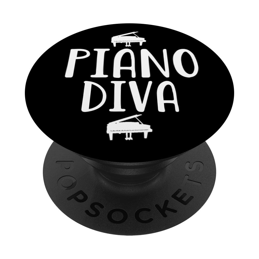 Piano Diva Music Band PopSocket - Swappable Grip for Phones & Tablets - Perfect for Musicians, Orchestra Nerds & Jazz Lovers - Great for Piano Practice, Concerts & Music Festivals