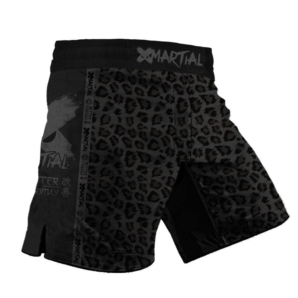 Kids BJJ Shorts - Black Leopard Print X-Tech 25 Series | Brazilian Jiu-Jitsu Training & MMA Shorts for Youth Martial Arts Practice