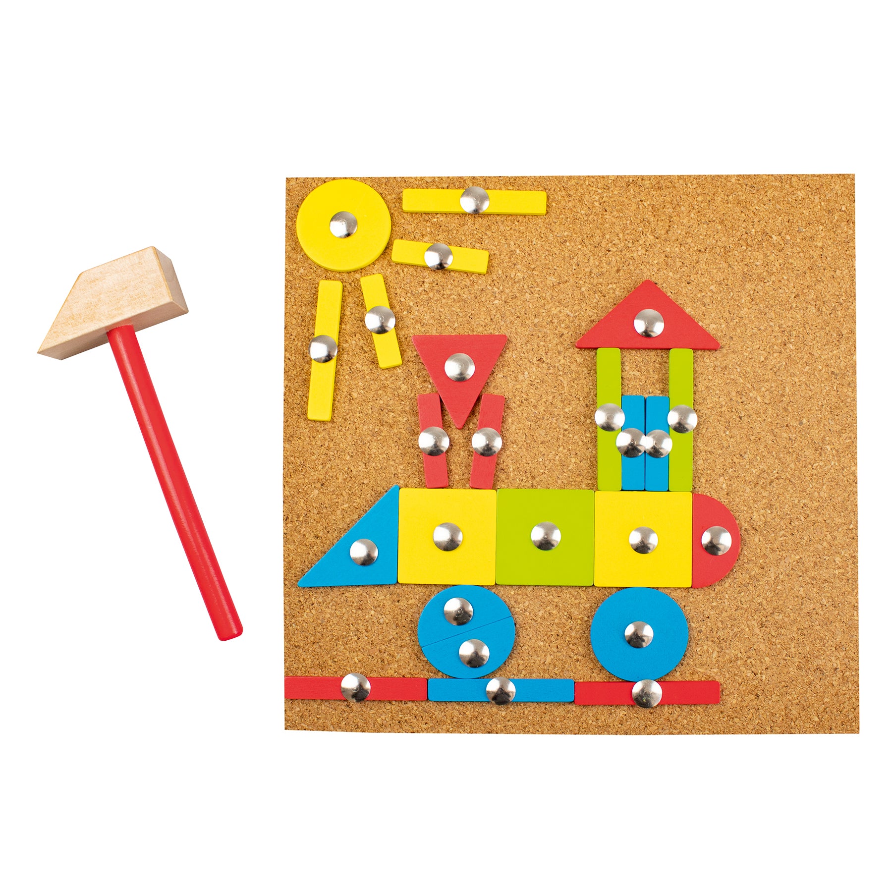 Beleduc Martello Game - Creative Cork Board Hammer & Nails Kit for Kids - Fun Wooden Construction Toy for Early Learning & Fine Motor Skills Development - Perfect for Home, Classroom & Playroom Activities