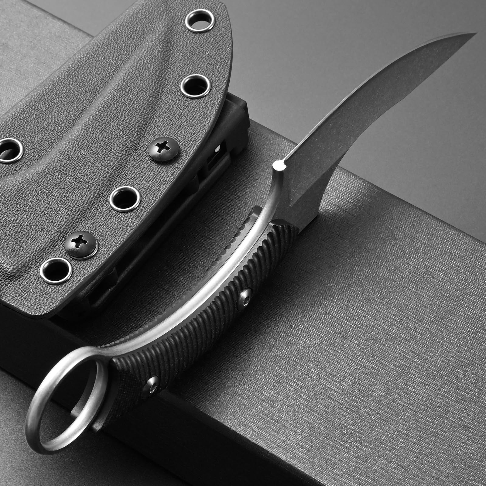 Ccanku C1490 8-Inch Fixed Blade Knife - D2 Steel Claw Knife with G10 Handle - Survival & Bushcraft Outdoor EDC Knife - Includes K-Sheath (Silver) - Perfect for Camping, Hunting, and Tactical Use