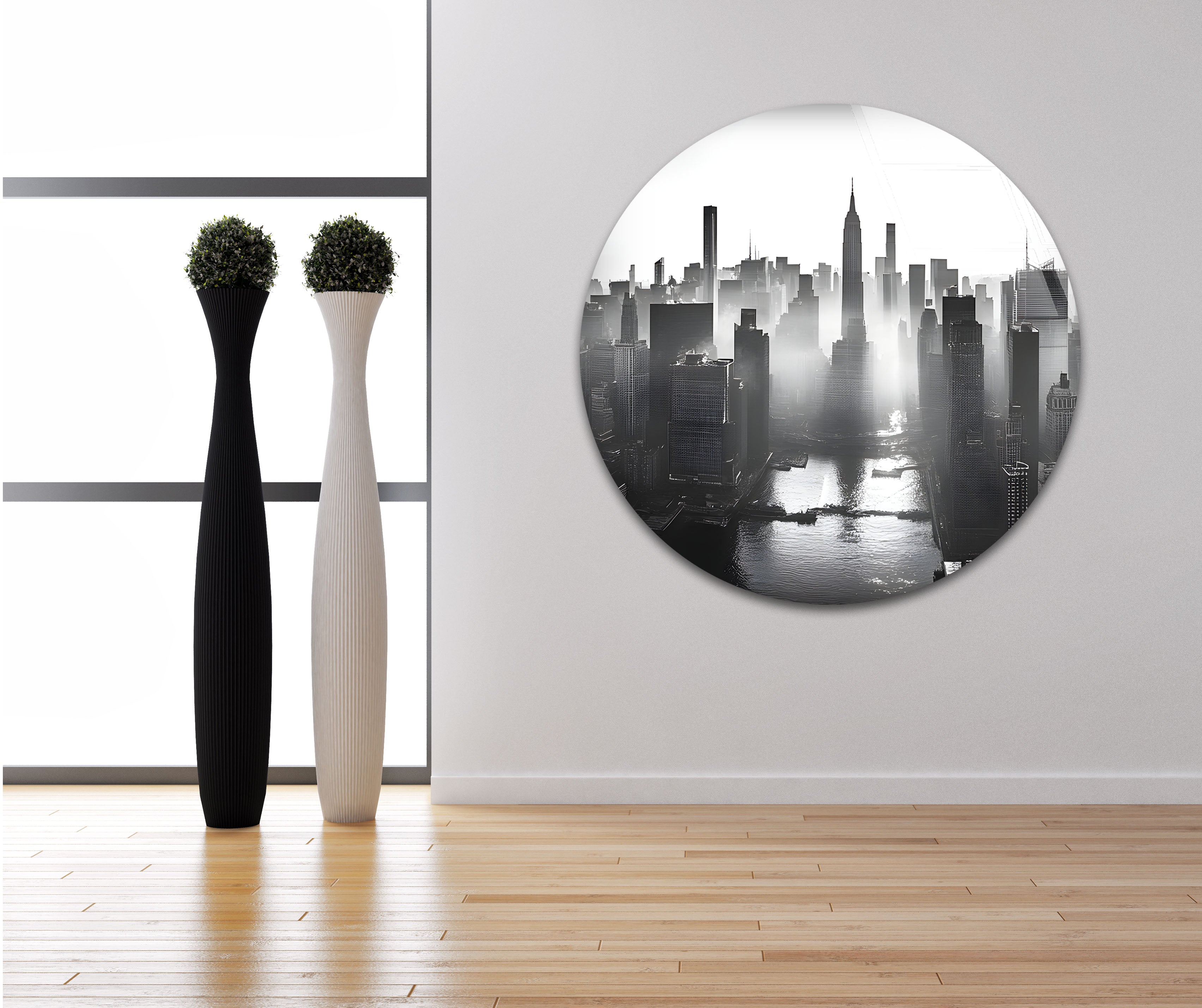 Black and White New York City Skyline Wall Art - Modern Glass Canvas Print for Home & Office Decor | Perfect for Living Room, Bedroom, or Workspace