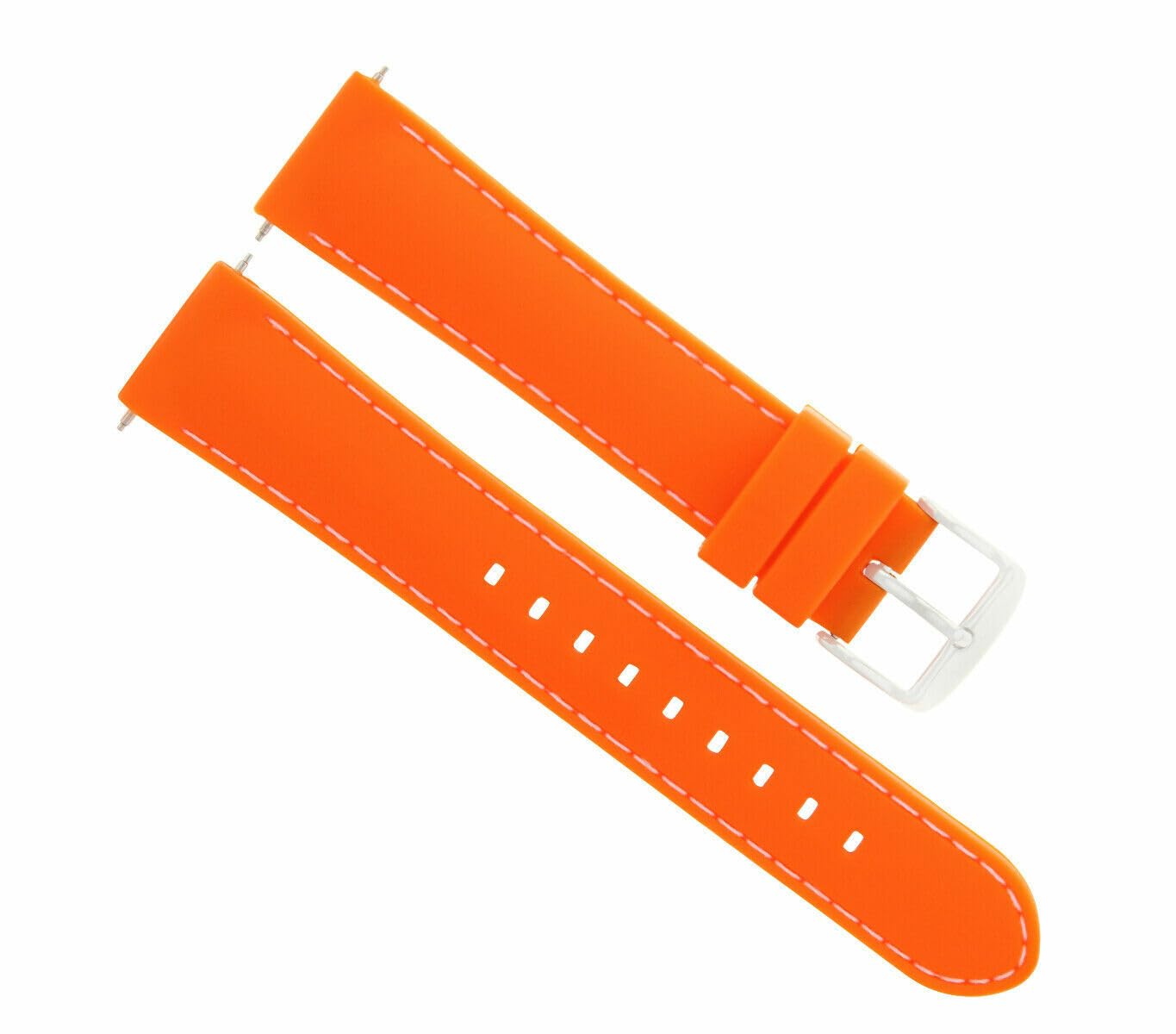 22mm Silicone Diver Watch Band for Men - Orange/White Strap for Fossil Watches | Swimming & Diving