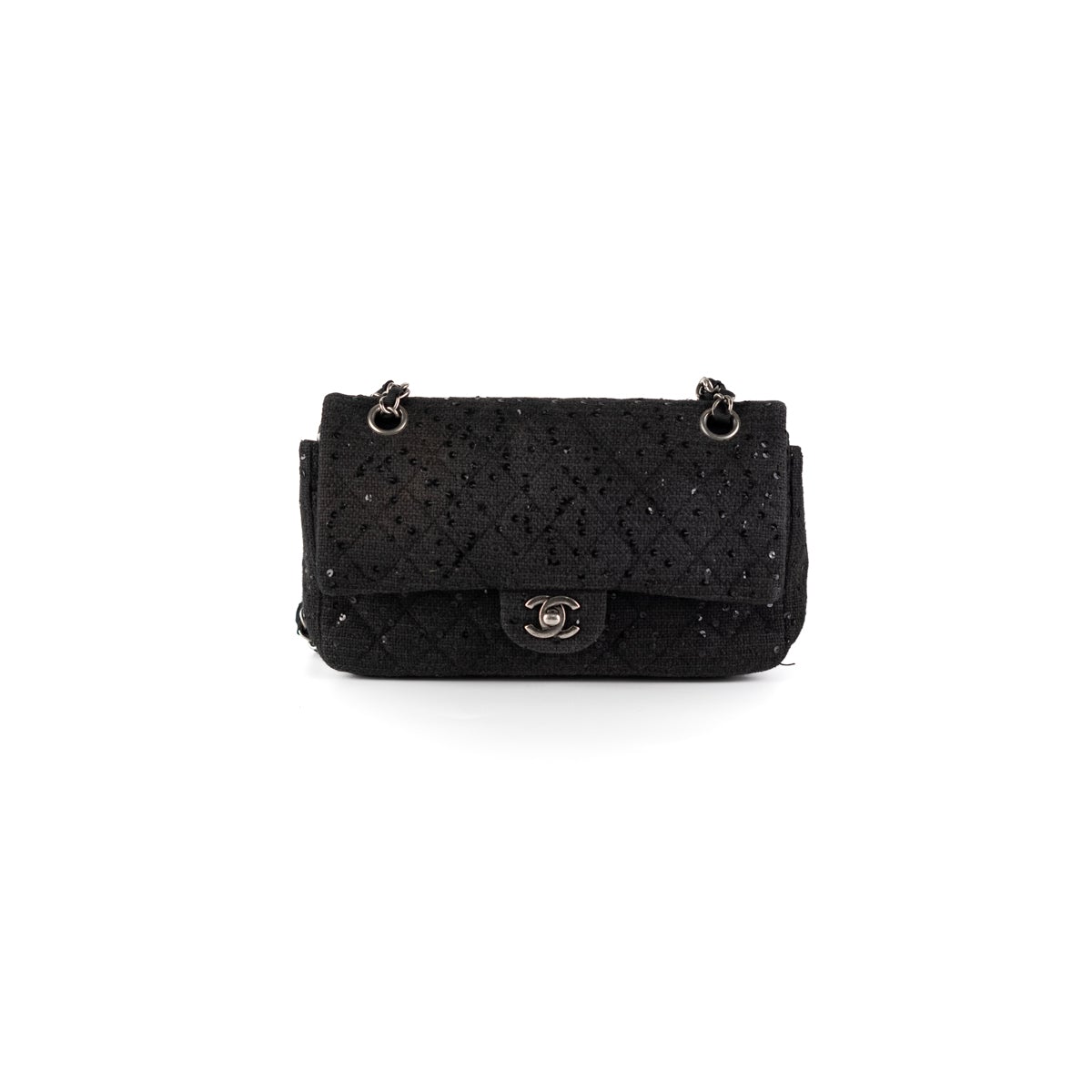 Chanel Quilted Sequins Tweed Flap Bag - Luxury Designer Handbag for Women | Perfect for Evening Parties, Weddings & Special Occasions