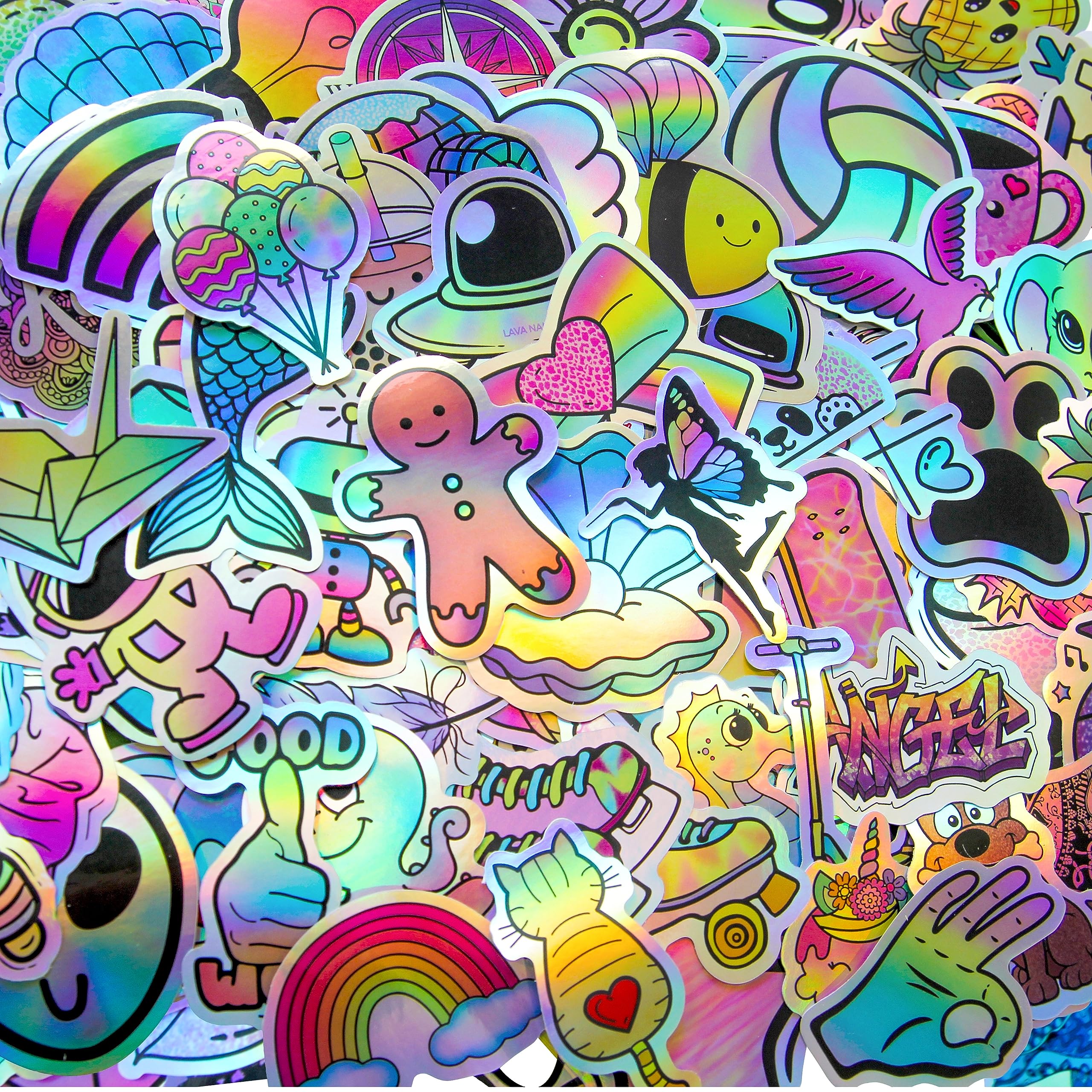 120pcs Rainbow Holographic Stickers for Kids - Waterproof Vinyl Stickers for Water Bottles, Laptops & Notebooks - Cute Decorative Stickers for Girls and Teens (2.3 Inches) - Perfect for School Supplies, DIY Crafts & Personalizing Belongings