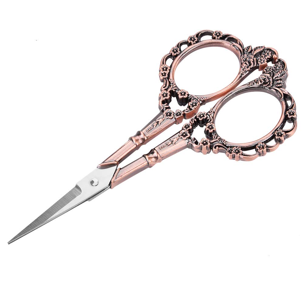 Vintage Stainless Steel Tailor Scissors - Handmade Plum Blossom Design Sewing Shears for Custom Crafting, Dressmaking & Fabric Cutting (Red Bronze) | Perfect for Quilting, Embroidery & DIY Projects
