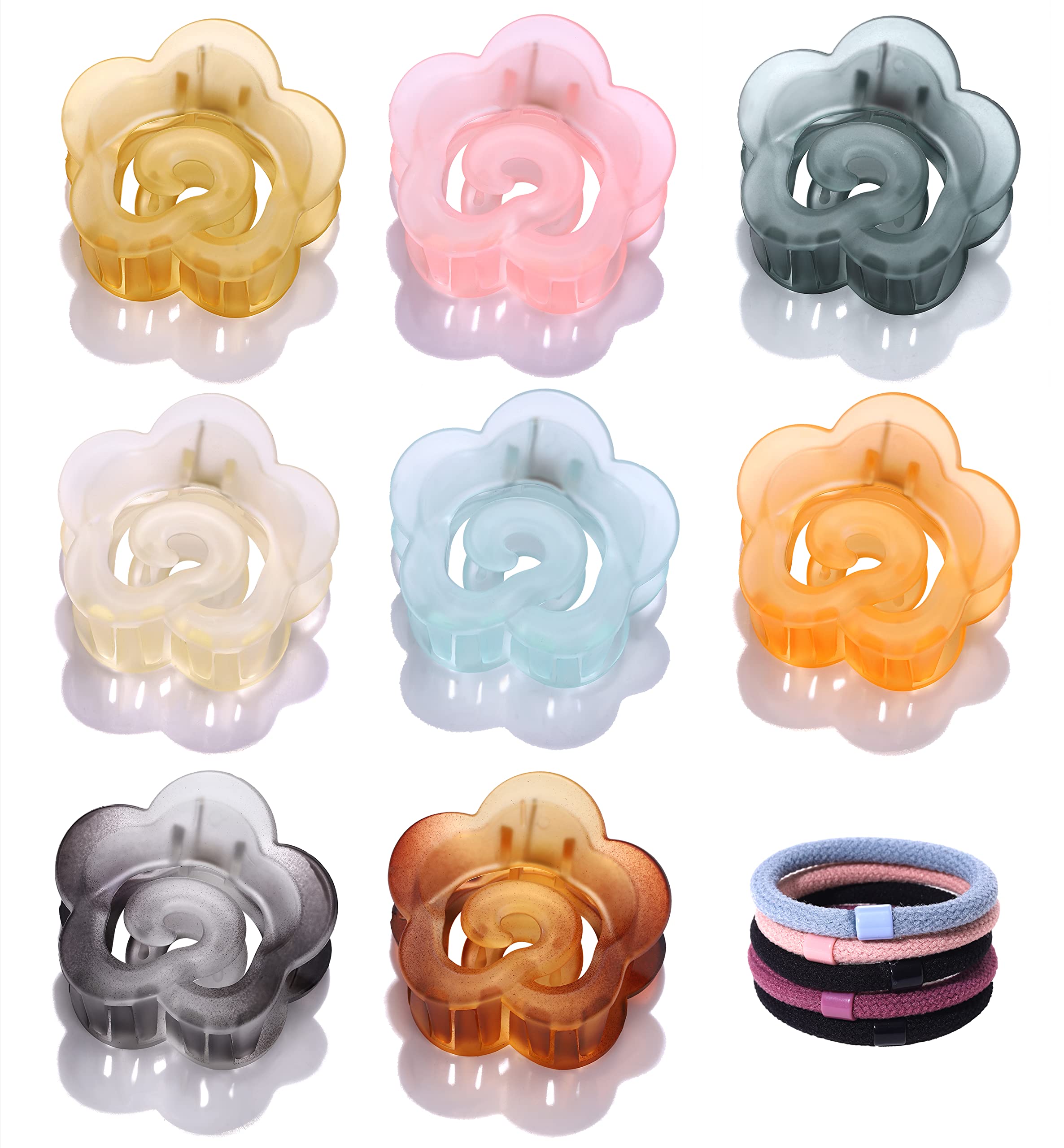 8 PCS Camellia Flower Hair Claw Clips for Women - Non-Slip Matte Jaw Clips (2.1 Inch) - Strong Hold for Thin/Medium/Thick Hair - Fashionable Hair Accessories Gift Set - Perfect for Work, School, Parties & Everyday Styling