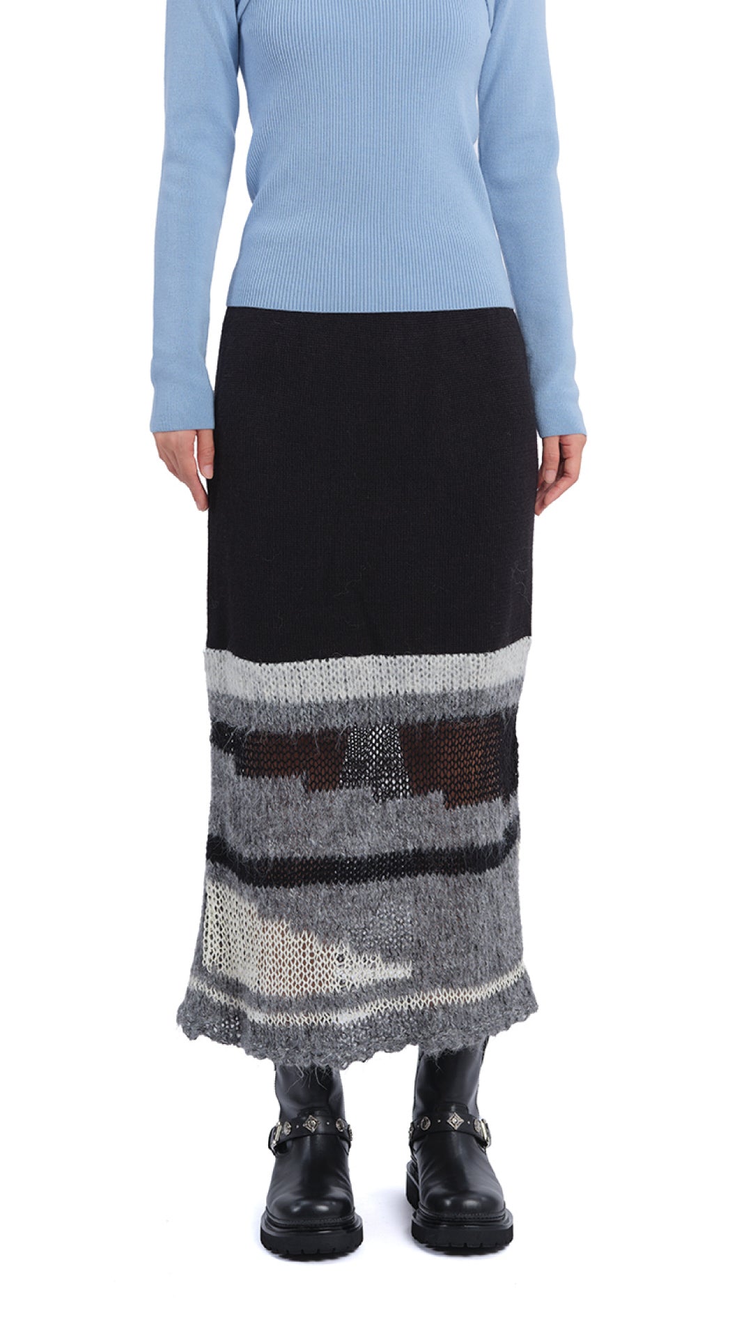 Mix Yarn Knit Skirt - Women's Chunky Knit Skirt for Fall & Winter | Cozy Casual Wear for Office, Date Night & Holiday Outfits