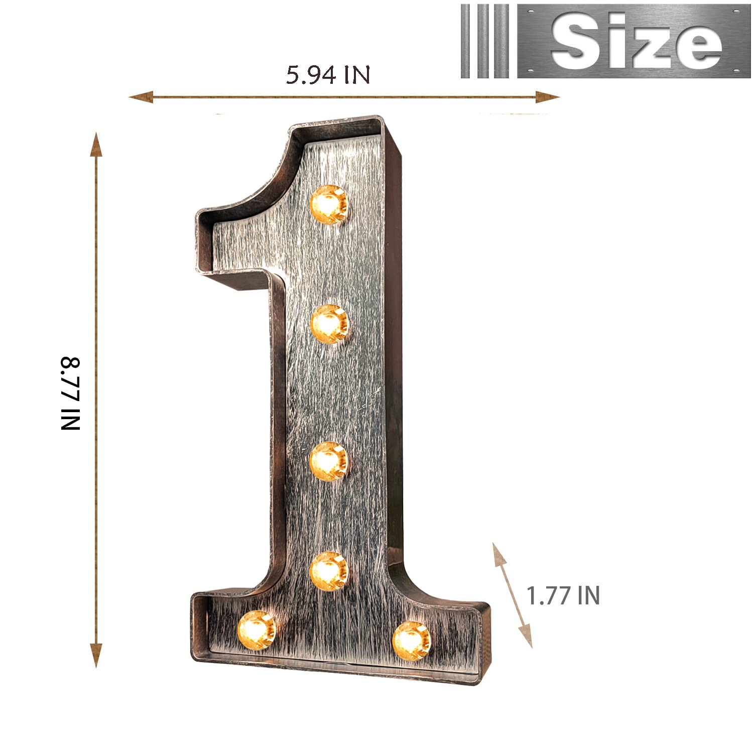 Brushed Silver Gray LED Light Up Number Sign - Battery Powered Night Light for Wedding, Birthday Party, Christmas & Home Bar Decoration | Romantic Ambiance & Event Lighting